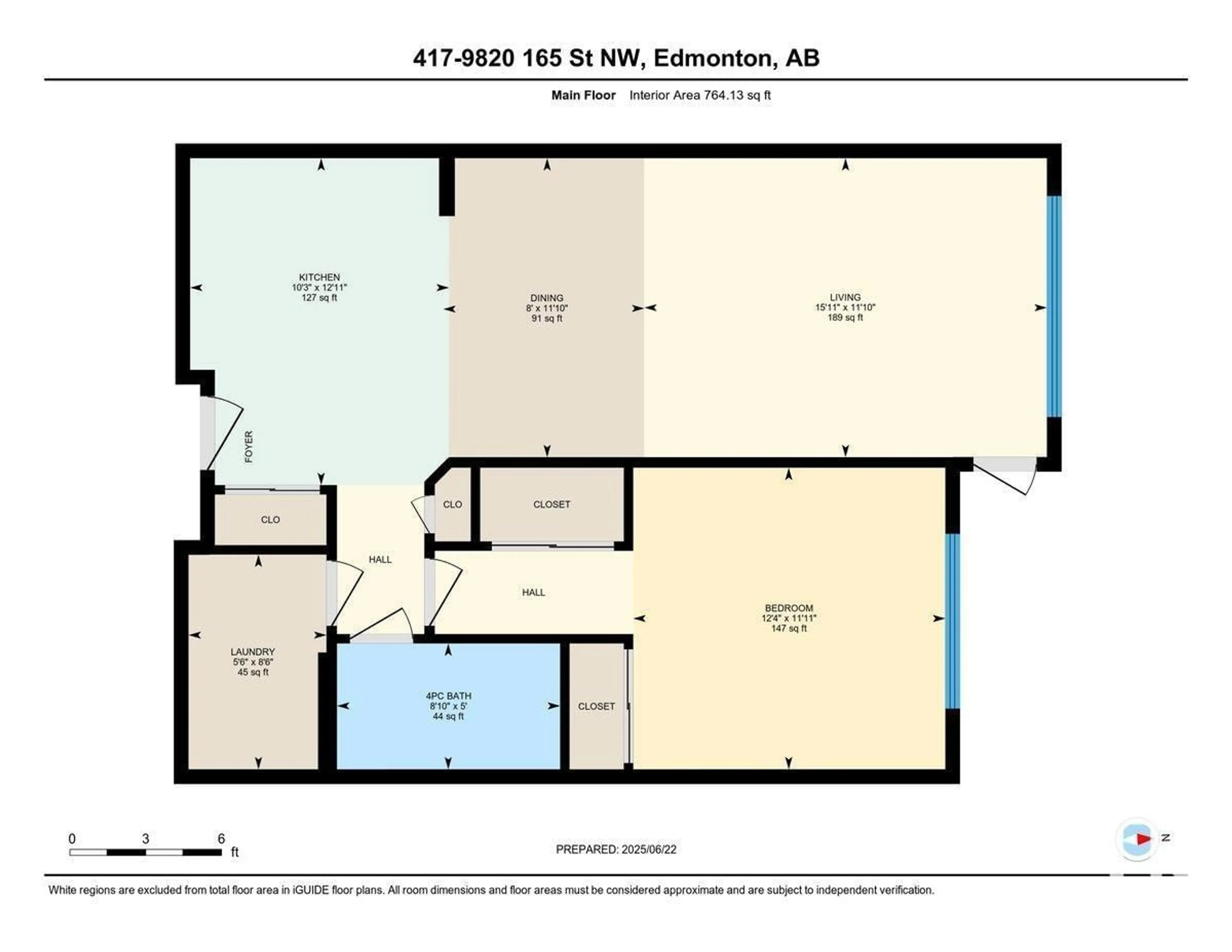 Floor plan for #417 - 9820 165 ST, Edmonton Alberta T5P0N3