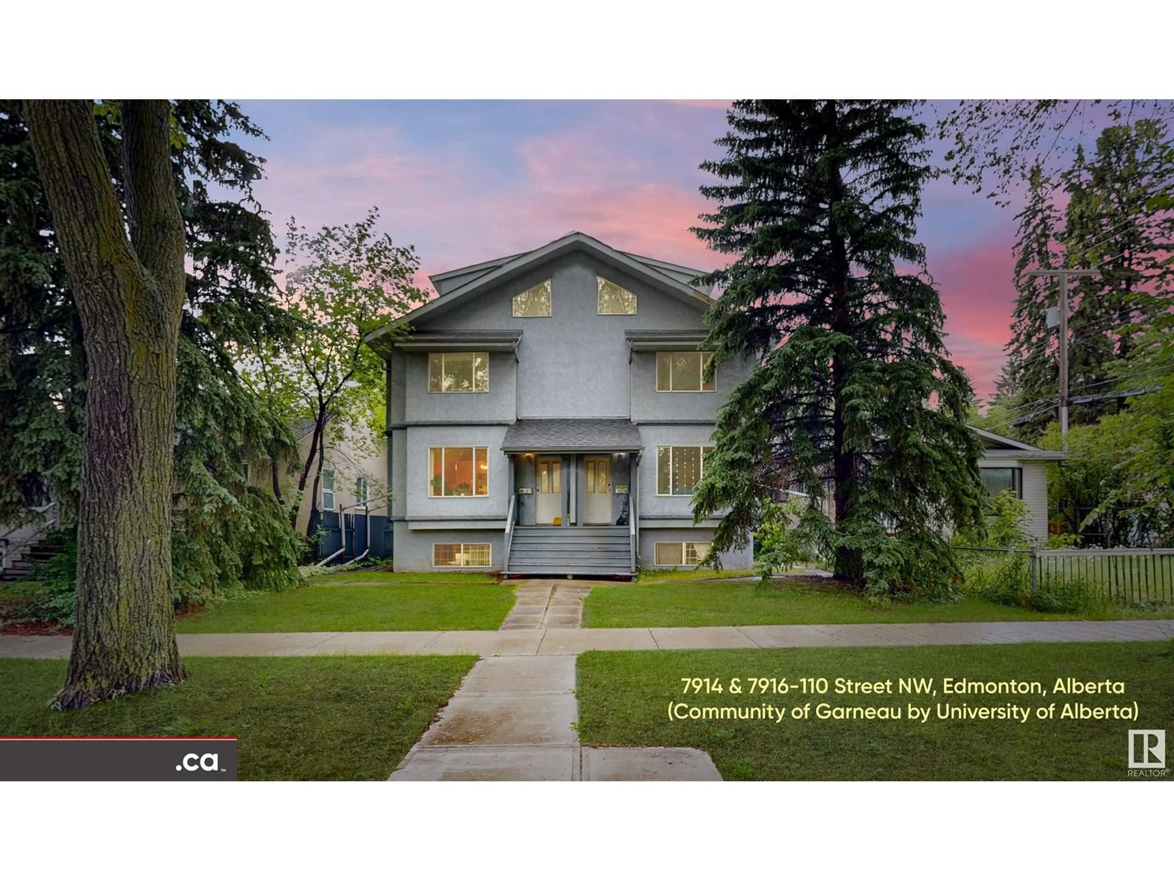 Home with vinyl exterior material, street for NW - 7914 & 7916 110 ST, Edmonton Alberta T6G1G4