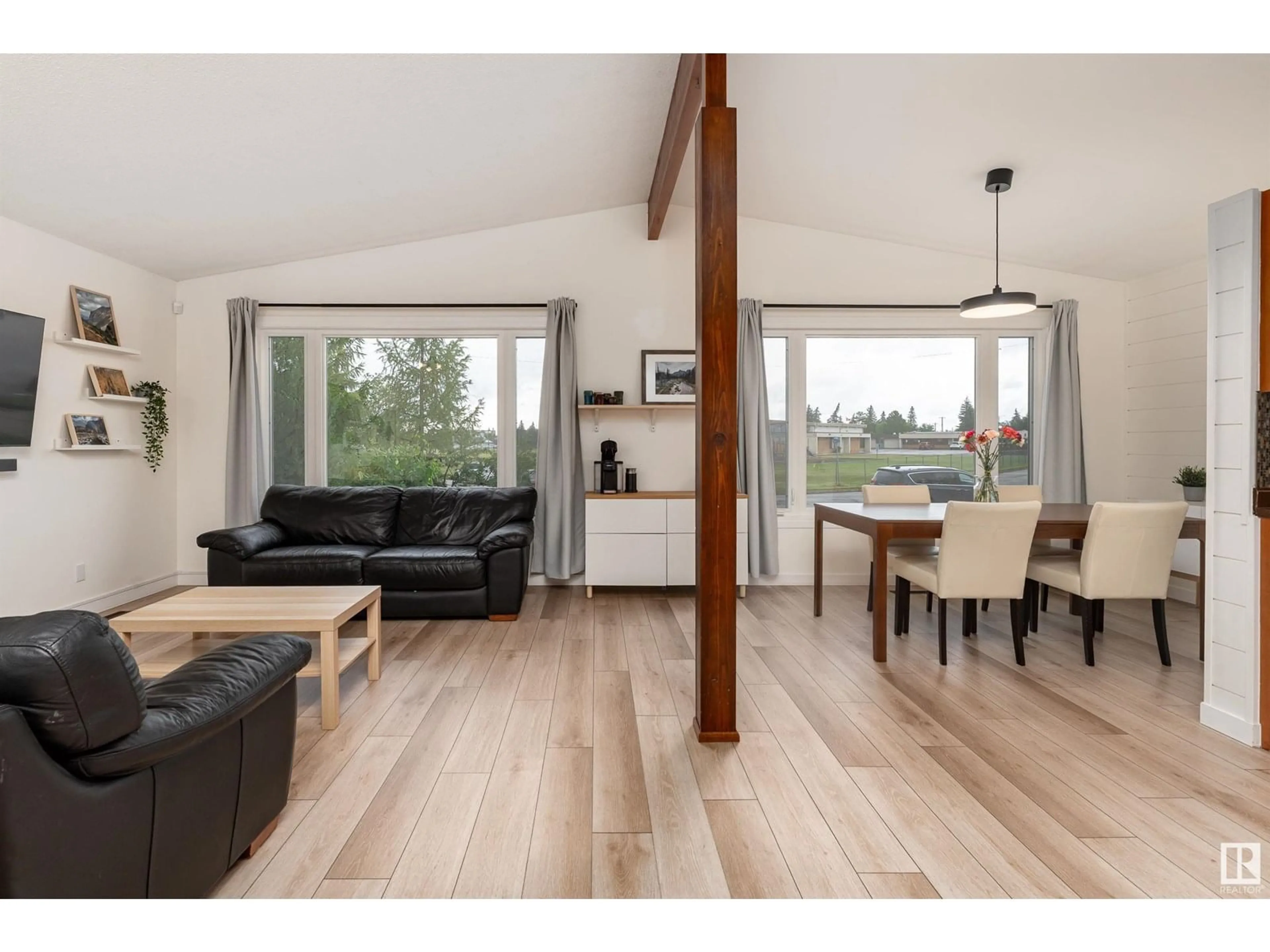 Living room with furniture, wood/laminate floor for 5117 44 AV, Leduc Alberta T9E5B7