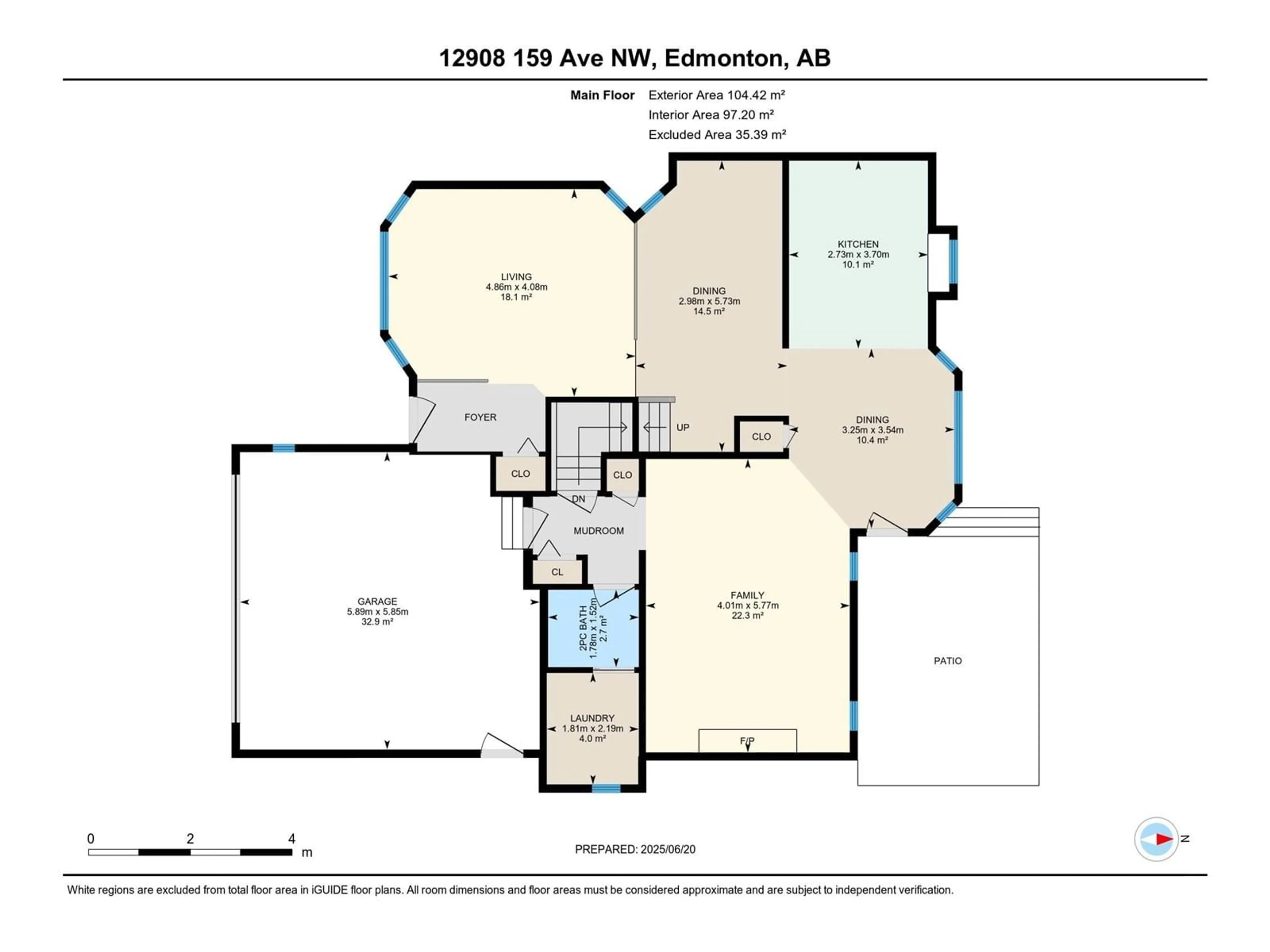 Floor plan for NW - 12908 159 AV, Edmonton Alberta T6V1B3