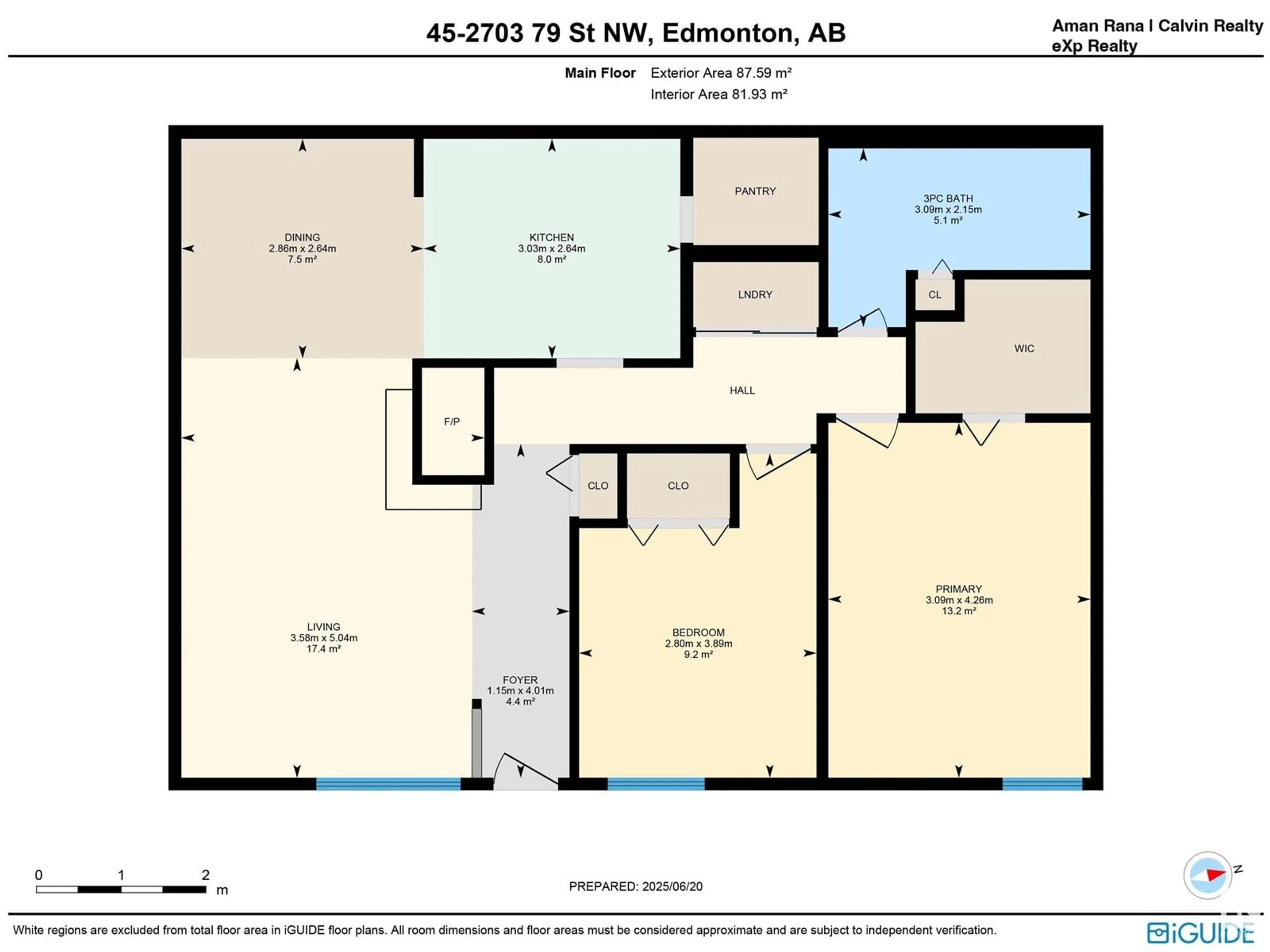 Floor plan for #45 - 2703 79 ST, Edmonton Alberta T6K3Z6