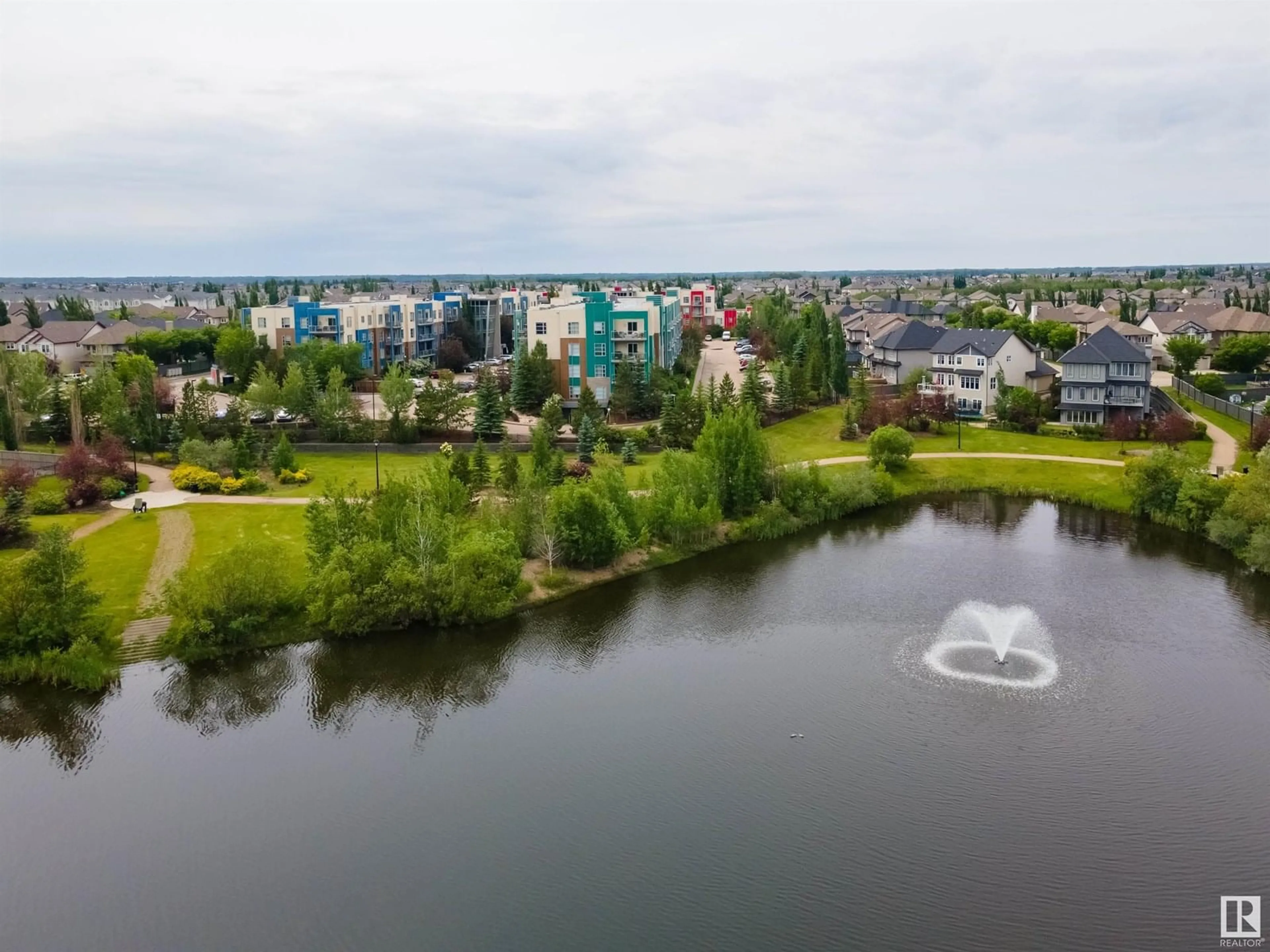 A pic from outside/outdoor area/front of a property/back of a property/a pic from drone, water/lake/river/ocean view for #105 - 2584 ANDERSON WY, Edmonton Alberta T6W0R2