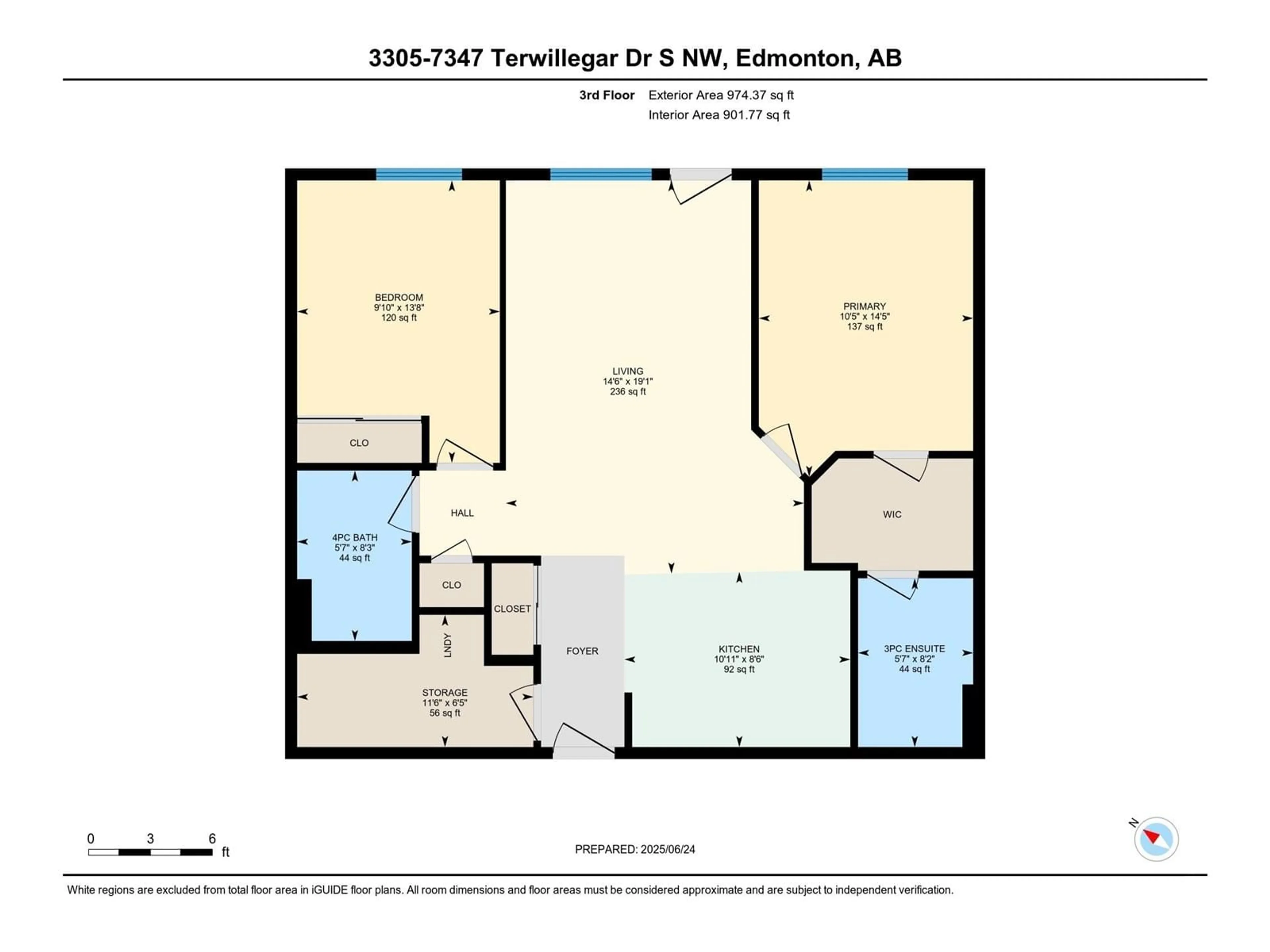 Floor plan for 3305 - 7347 SOUTH TERWILLEGAR DR, Edmonton Alberta T6R0M3