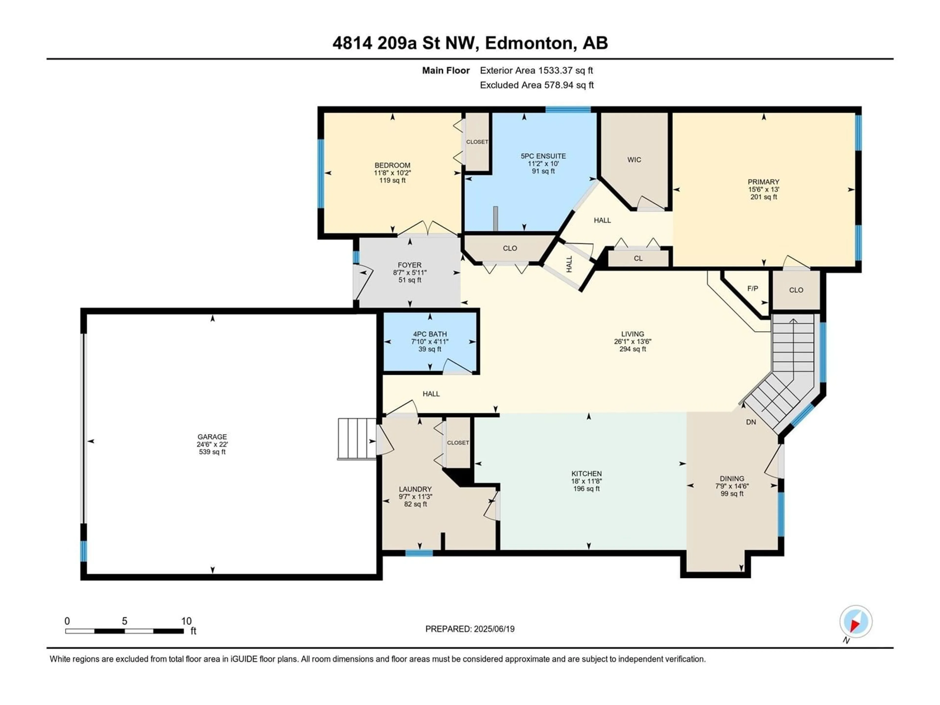 Floor plan for NW - 4814 209A ST, Edmonton Alberta T6M3A3