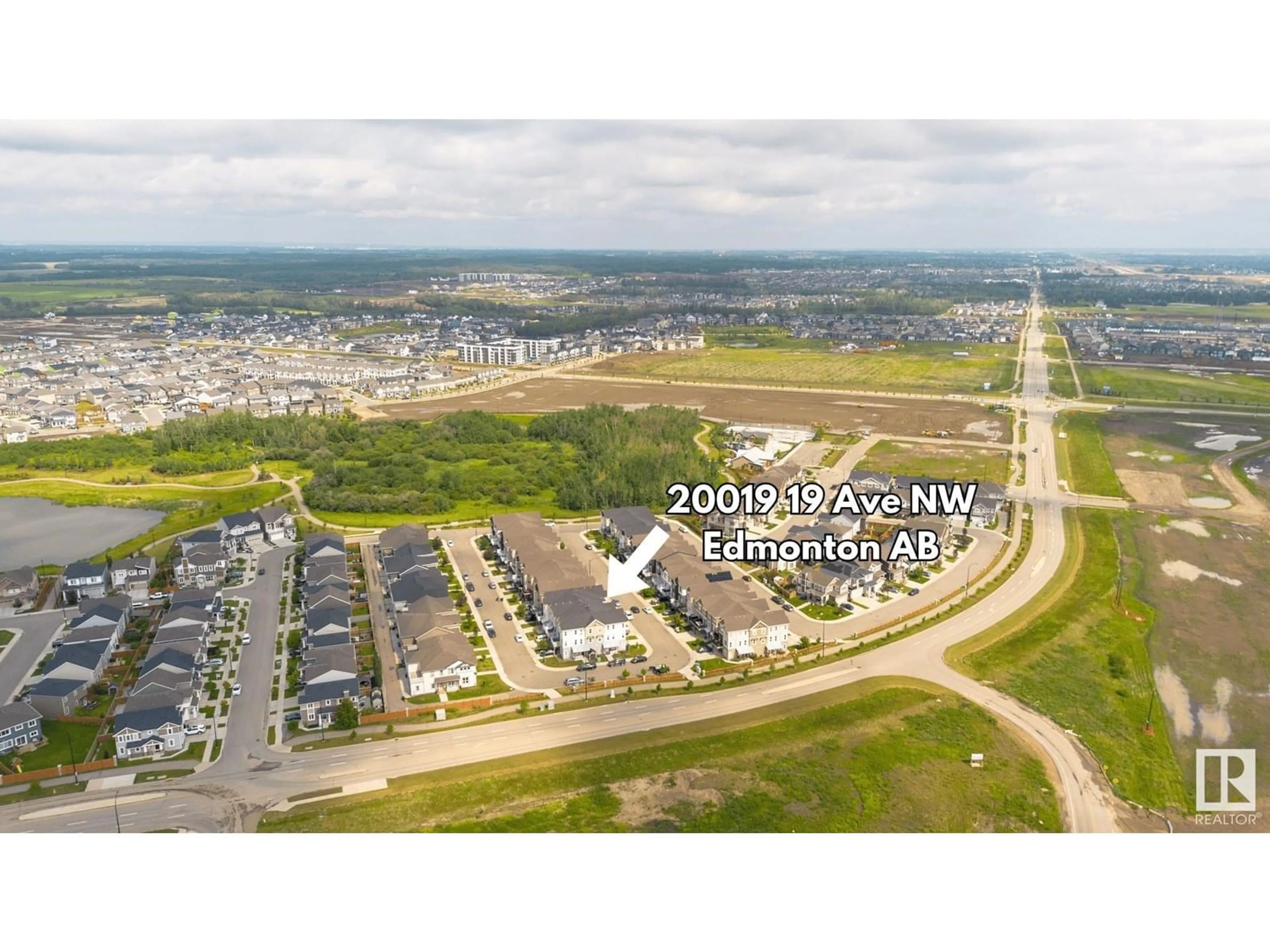 A pic from outside/outdoor area/front of a property/back of a property/a pic from drone, mountain view for 20019 19 AV, Edmonton Alberta T6M0X8