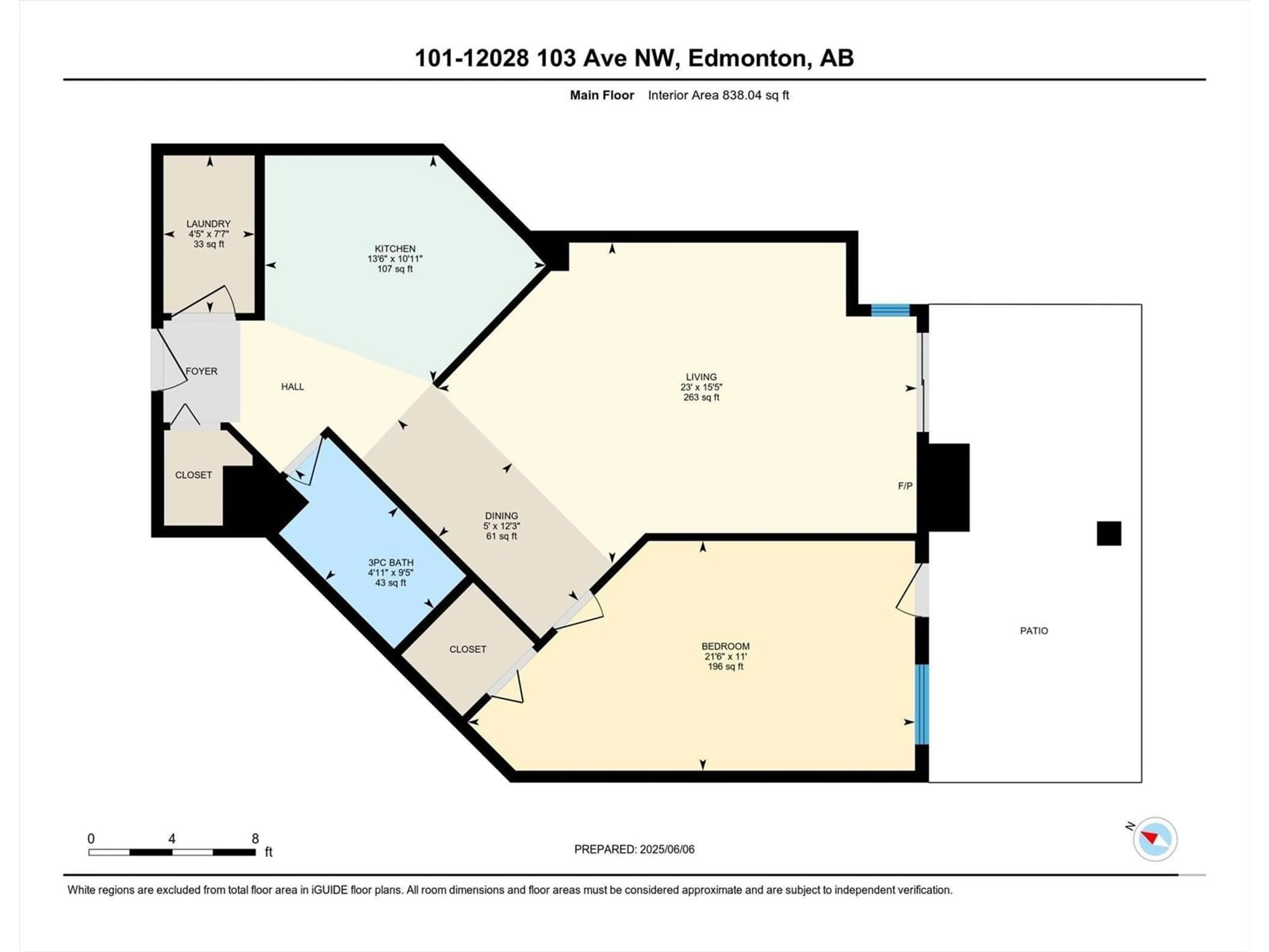 Floor plan for #101 - 12028 103 AV, Edmonton Alberta T5K2T9
