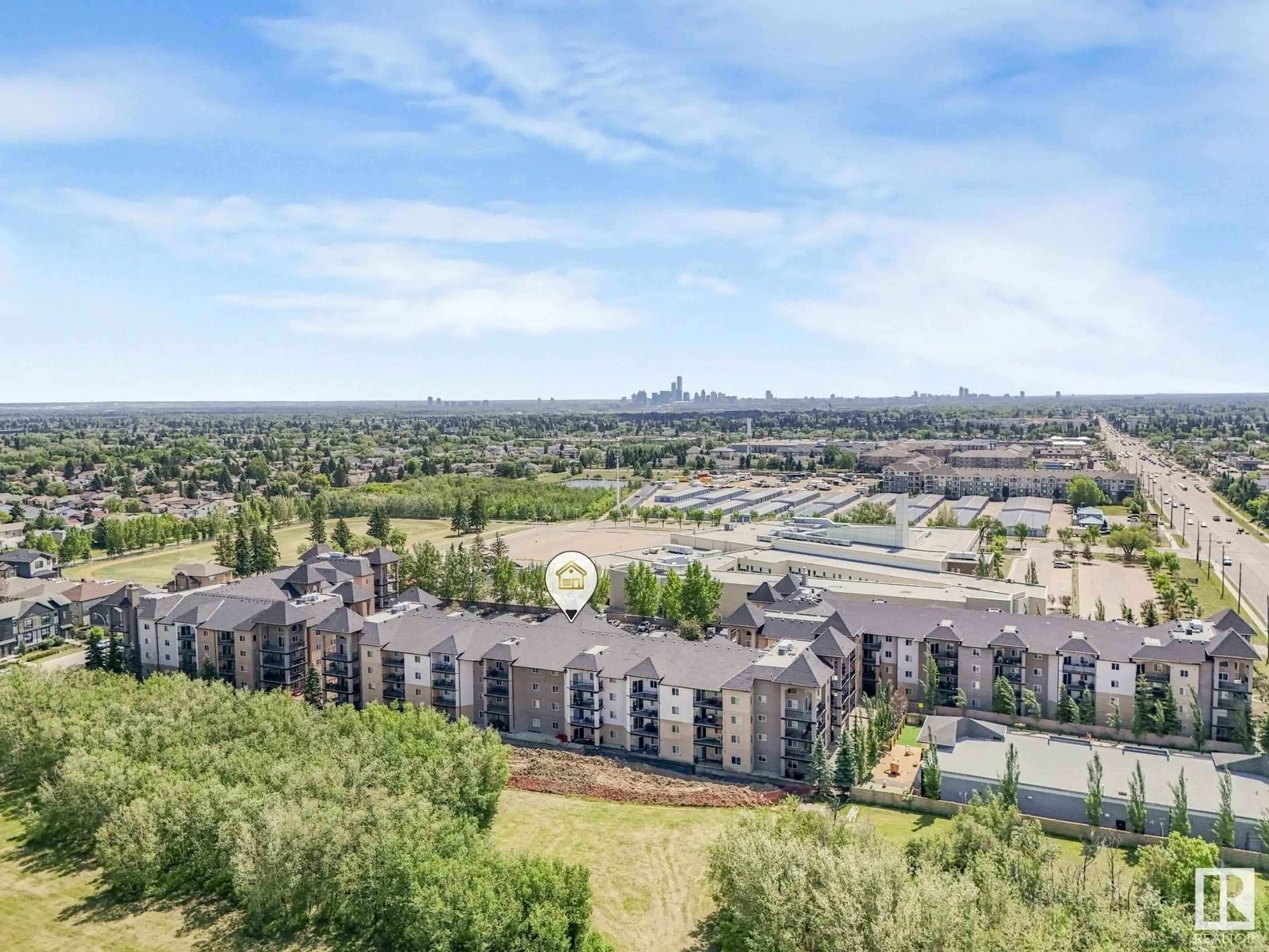 A pic from outside/outdoor area/front of a property/back of a property/a pic from drone, city buildings view from balcony for #104 - 14608 125 ST, Edmonton Alberta T5X0B5
