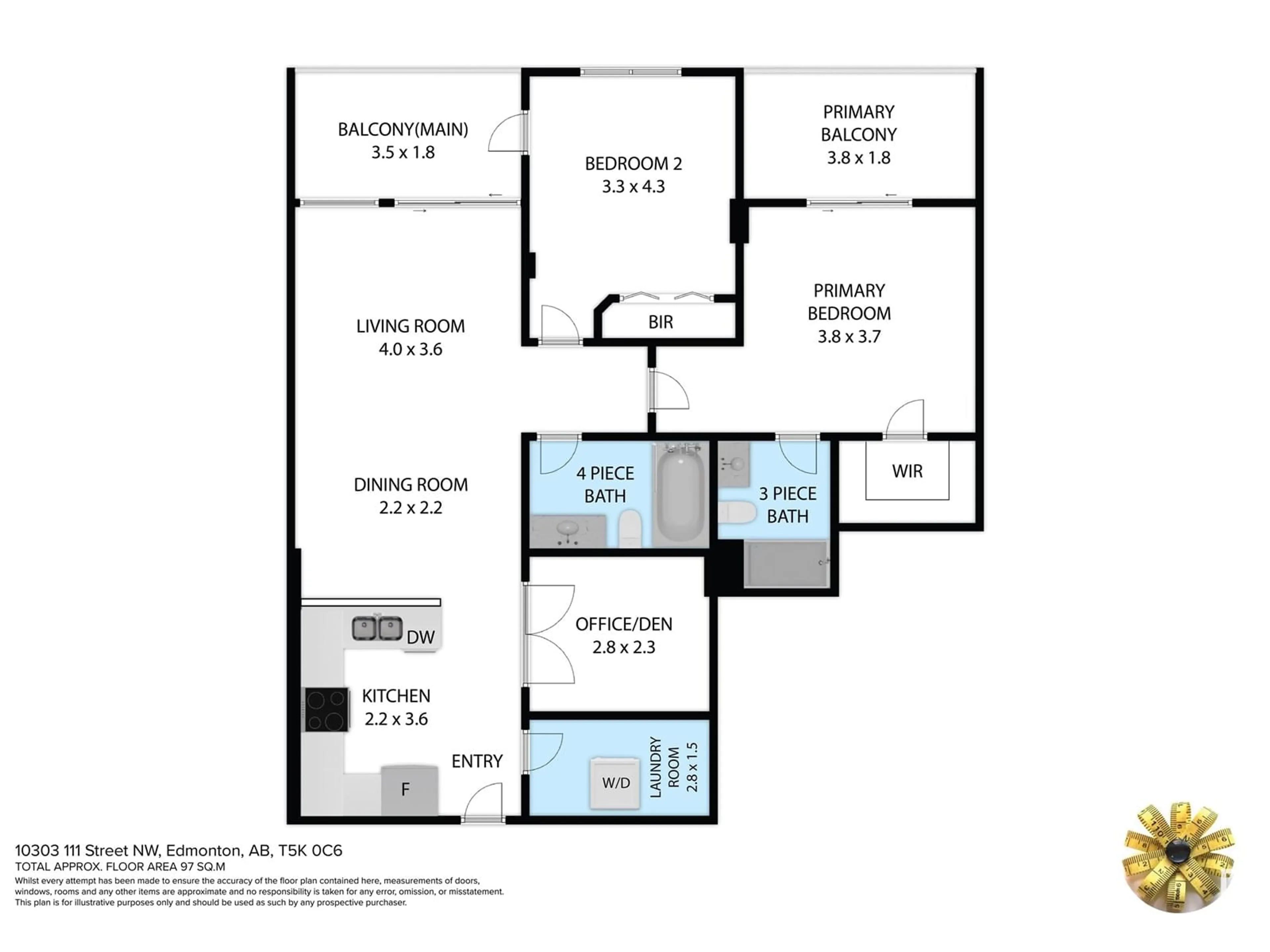 Floor plan for 301 - 10303 111 ST NW, Edmonton Alberta T5K0C6
