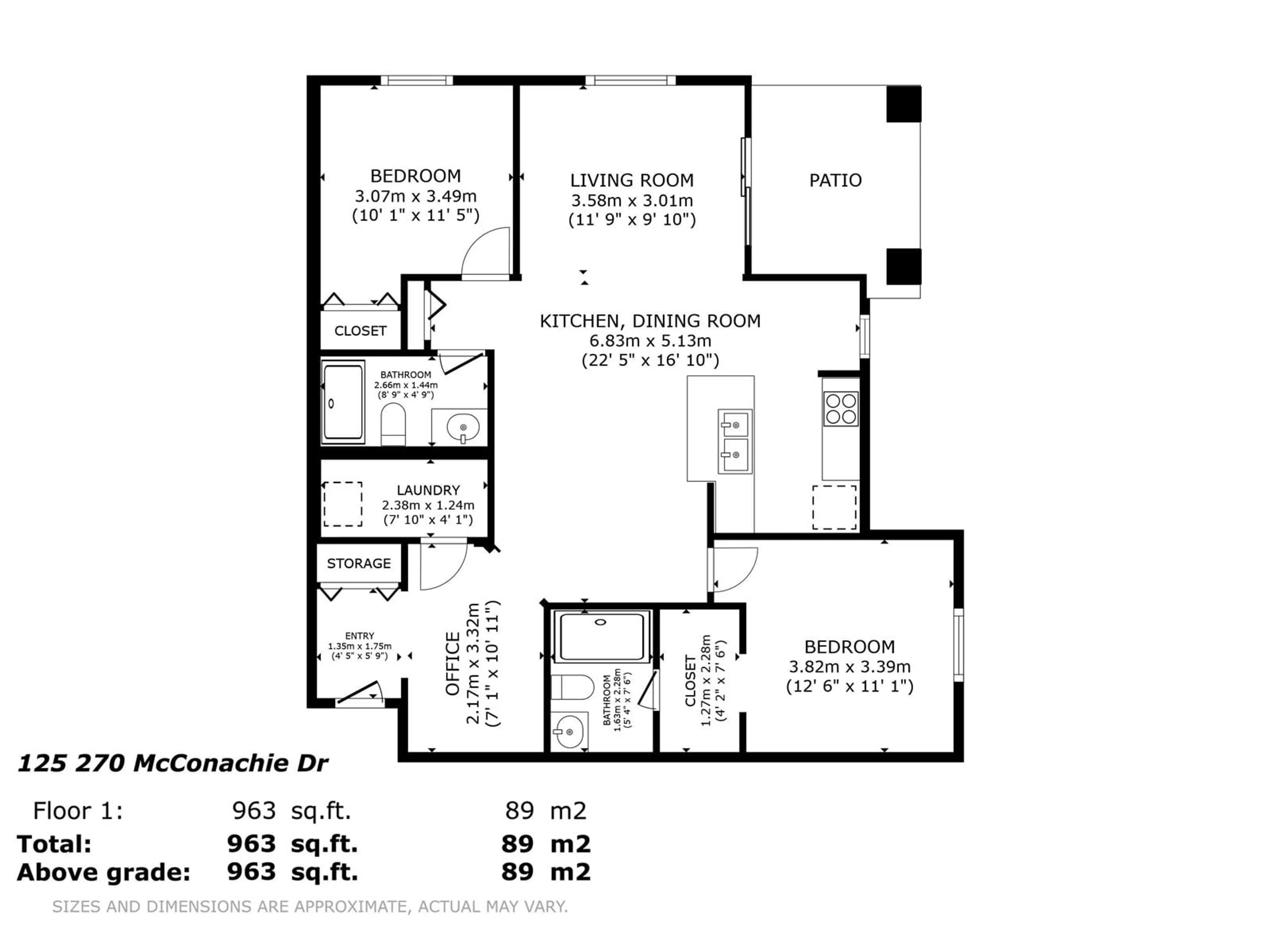 Floor plan for 270 - 125 MCCONACHIE DR, Edmonton Alberta T5Y3N4
