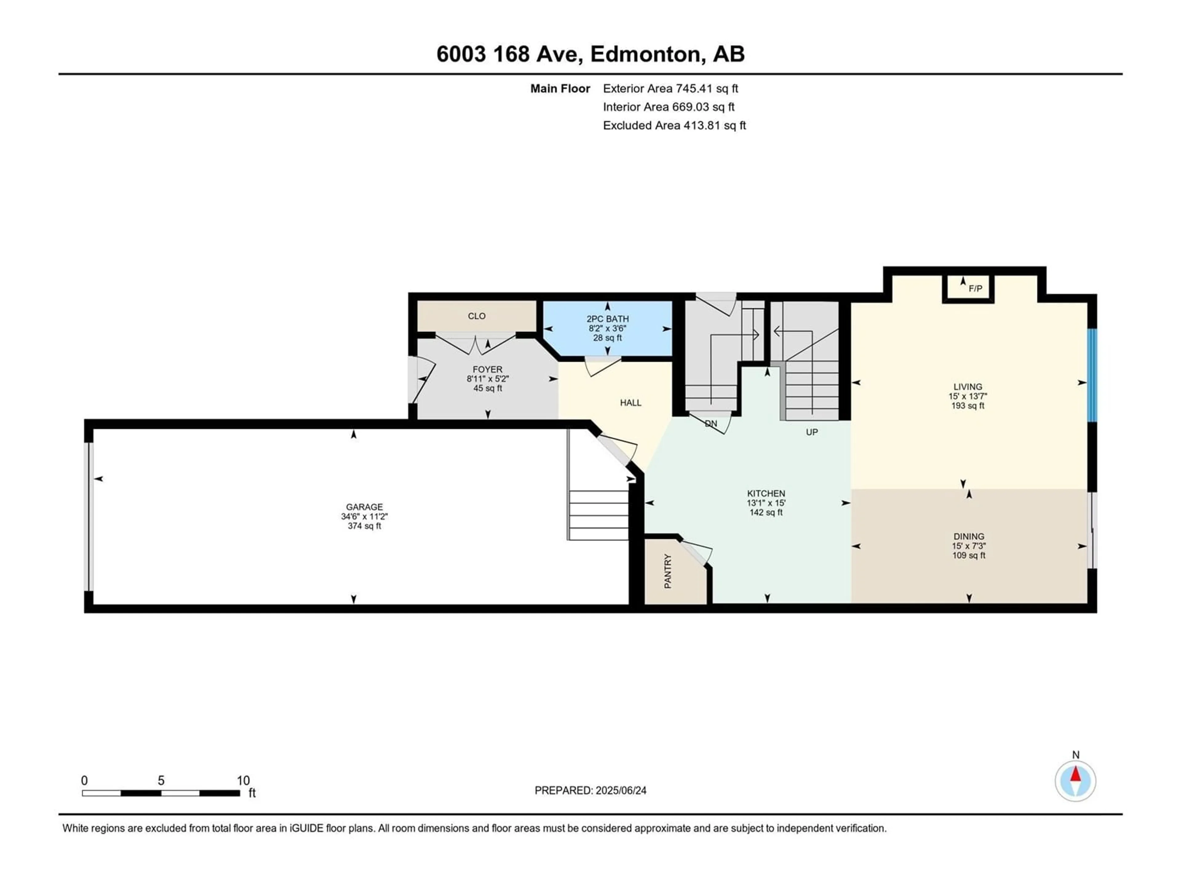 Floor plan for NW - 6003 168 AV, Edmonton Alberta T5Y3S6