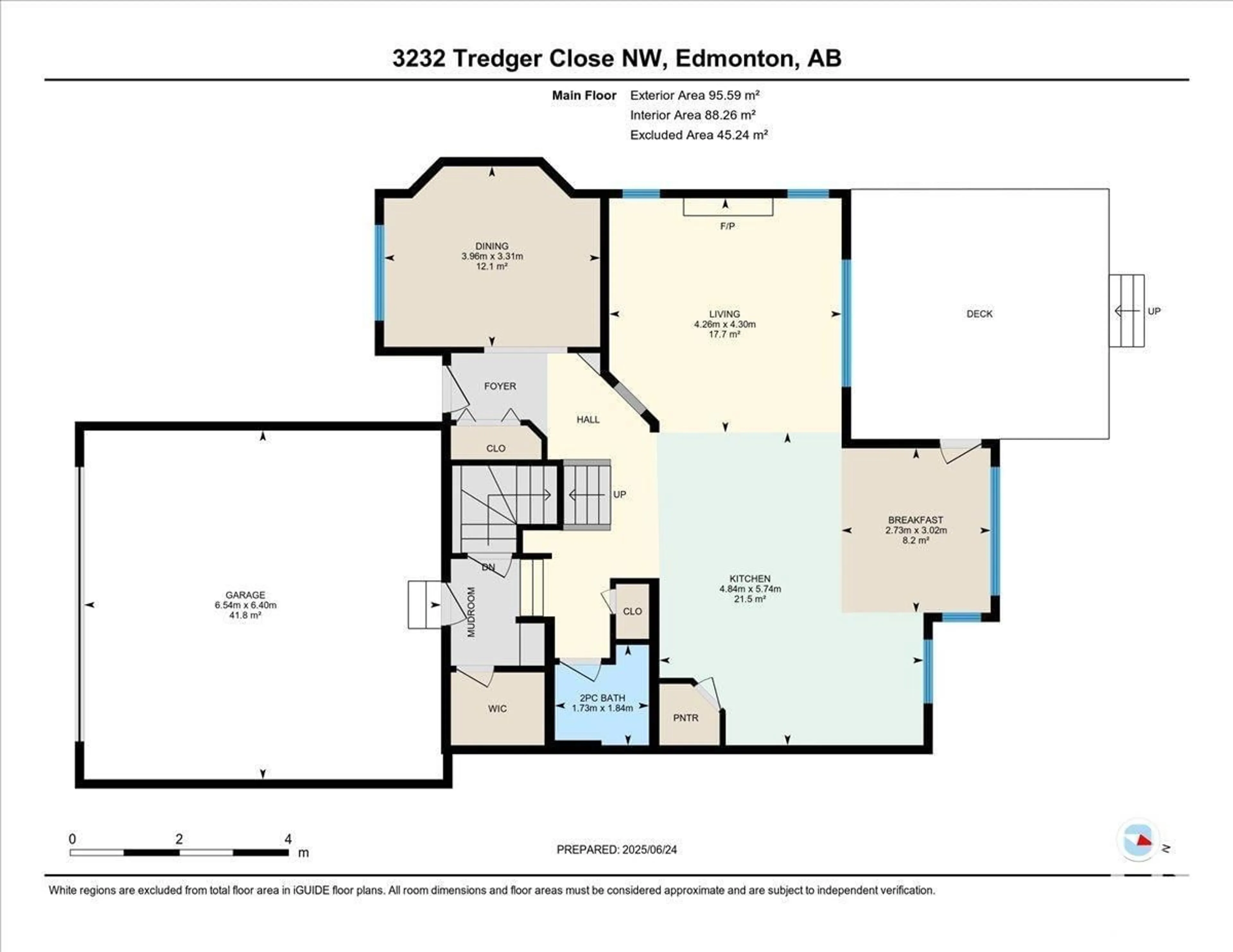 Floor plan for 3232 TREDGER CL, Edmonton Alberta T6R3T6