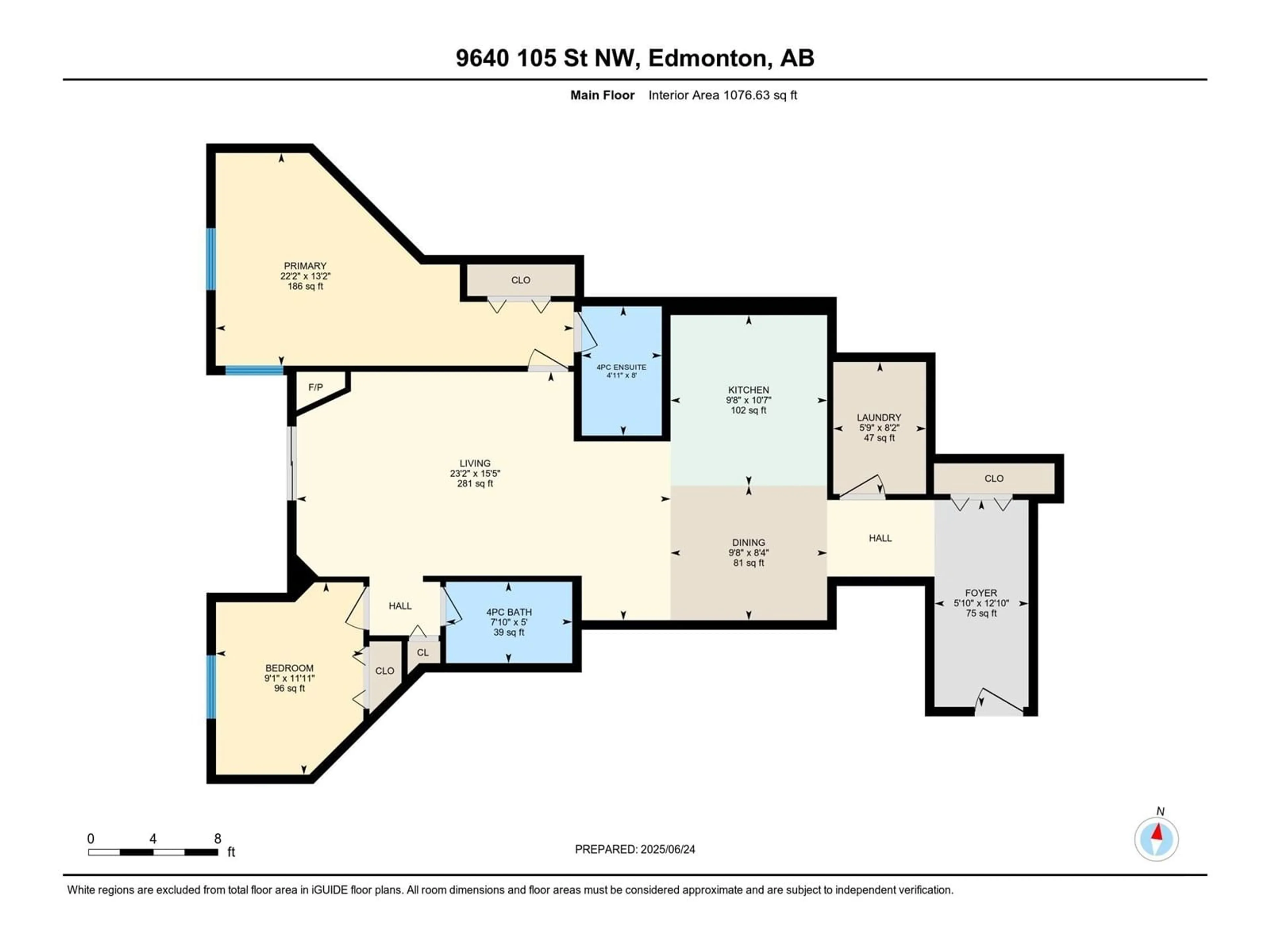Floor plan for 206 - 9640 105 ST, Edmonton Alberta T5K0Z7