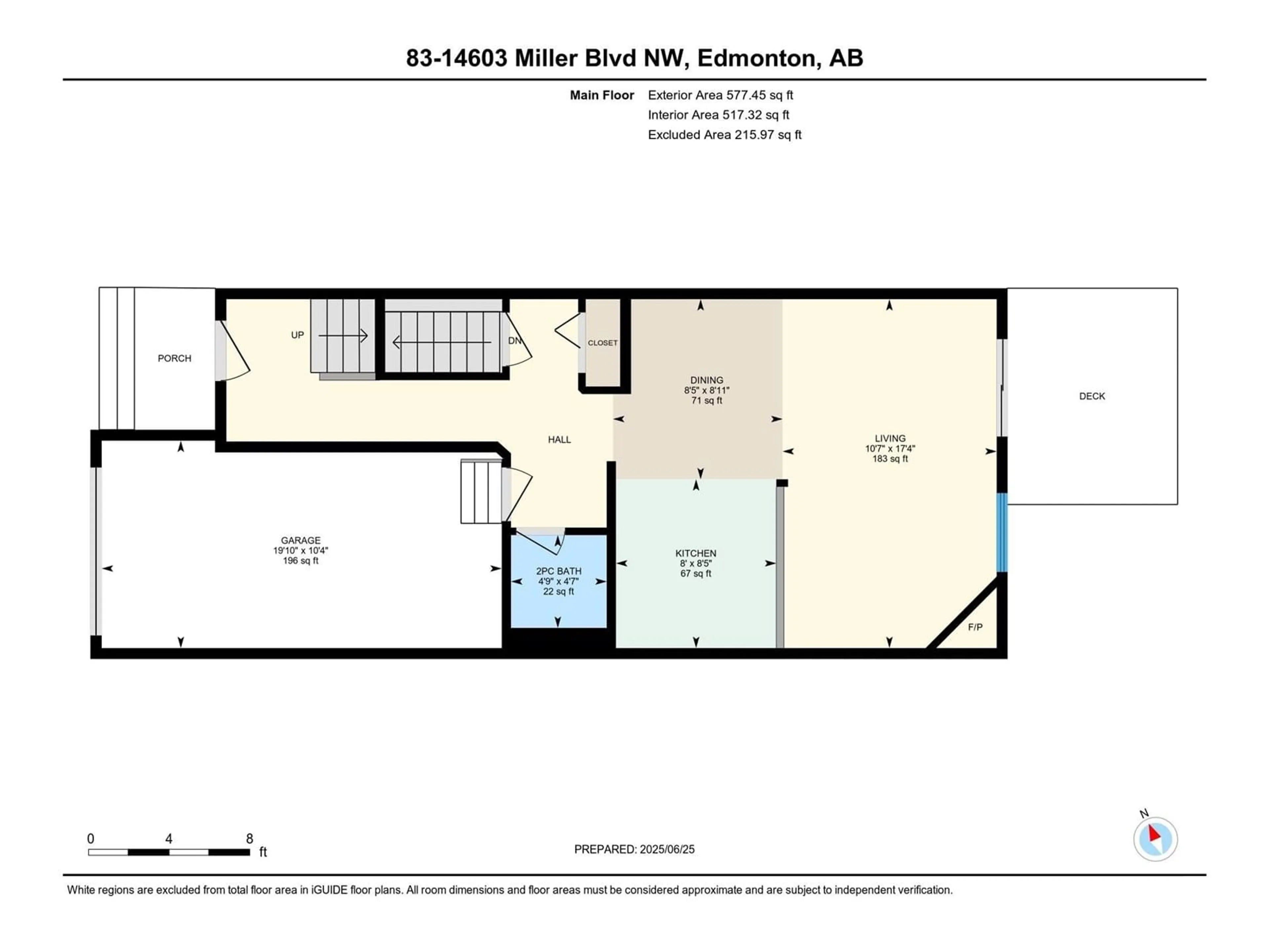 Floor plan for 14603 - 83 MILLER BV, Edmonton Alberta T5Y3B6