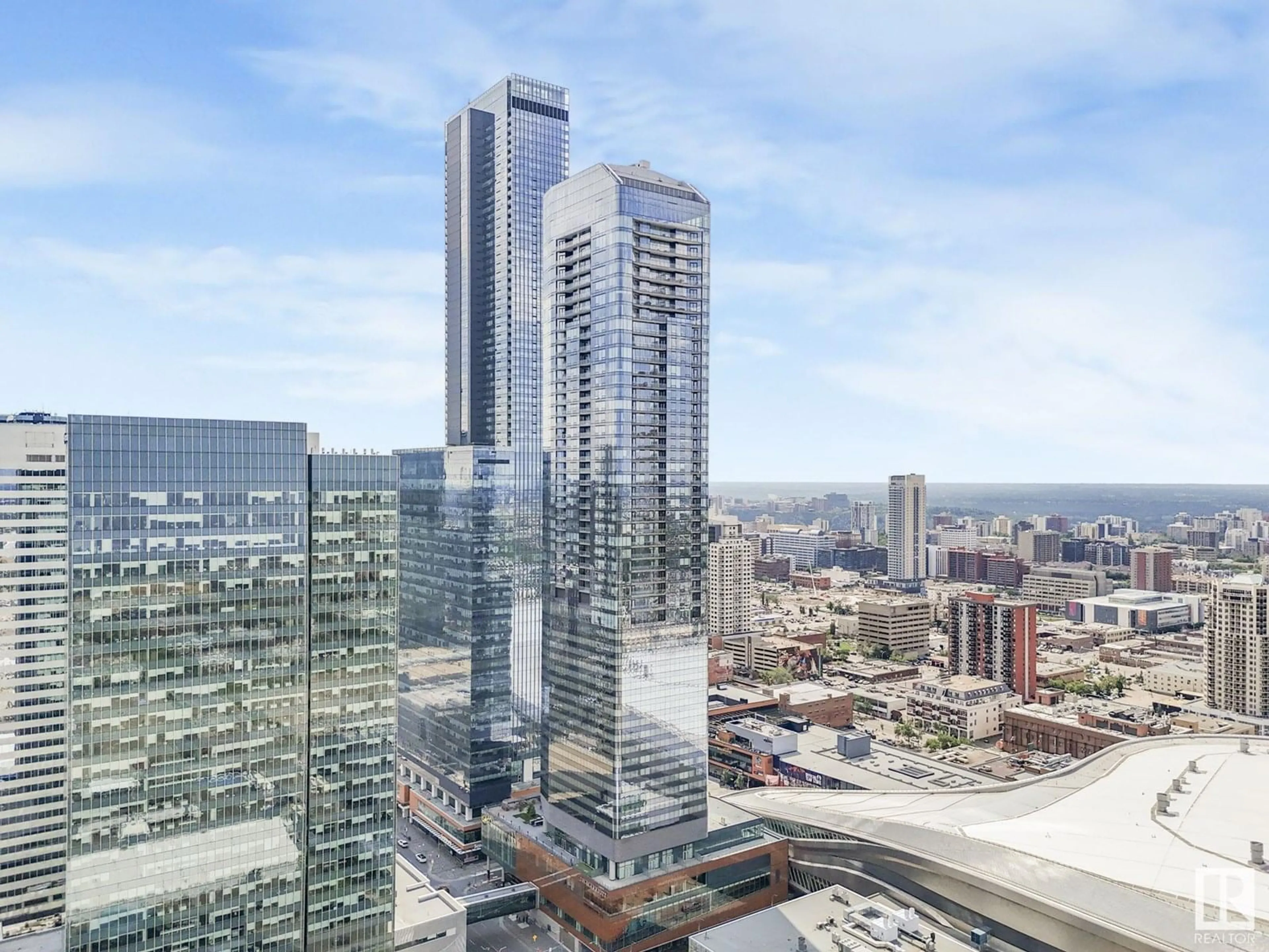 A pic from outside/outdoor area/front of a property/back of a property/a pic from drone, city buildings view from balcony for 10360 - 3308 102 ST, Edmonton Alberta T6J0G7