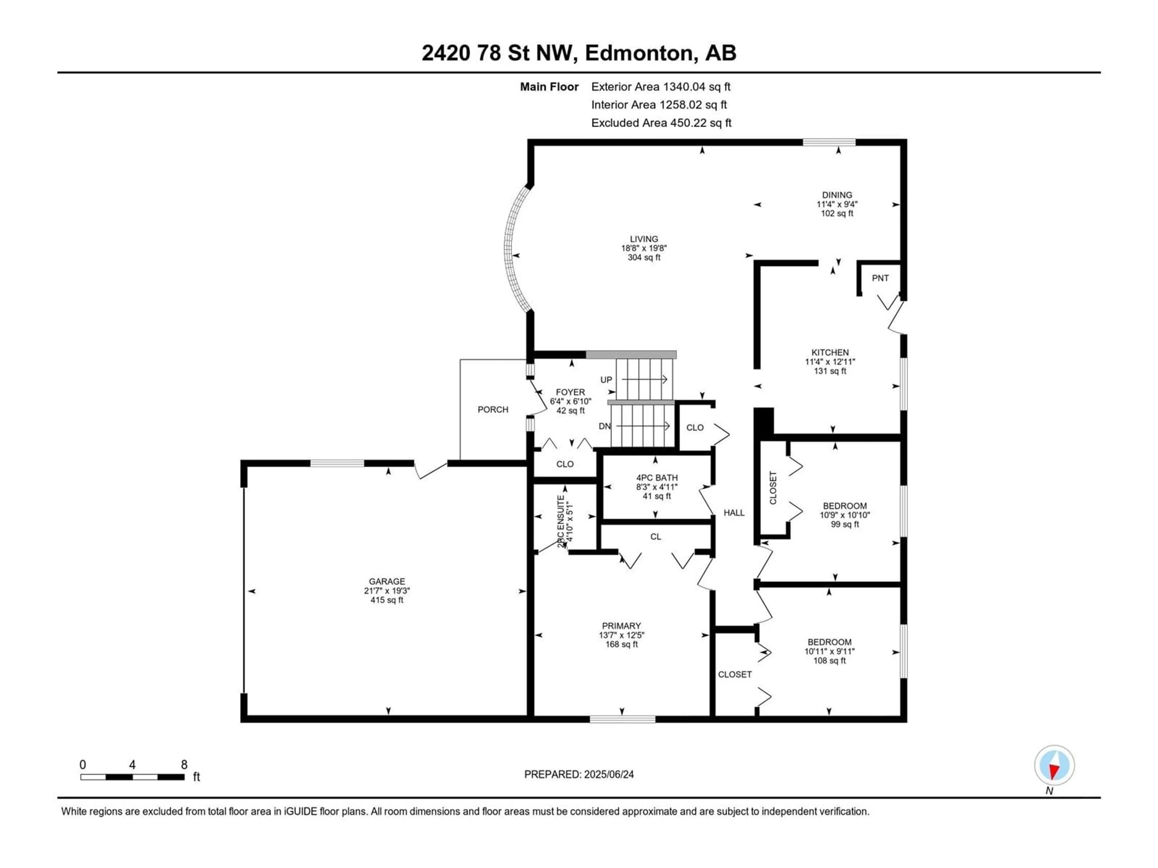 Floor plan for 2420 78 ST, Edmonton Alberta T6K3W4
