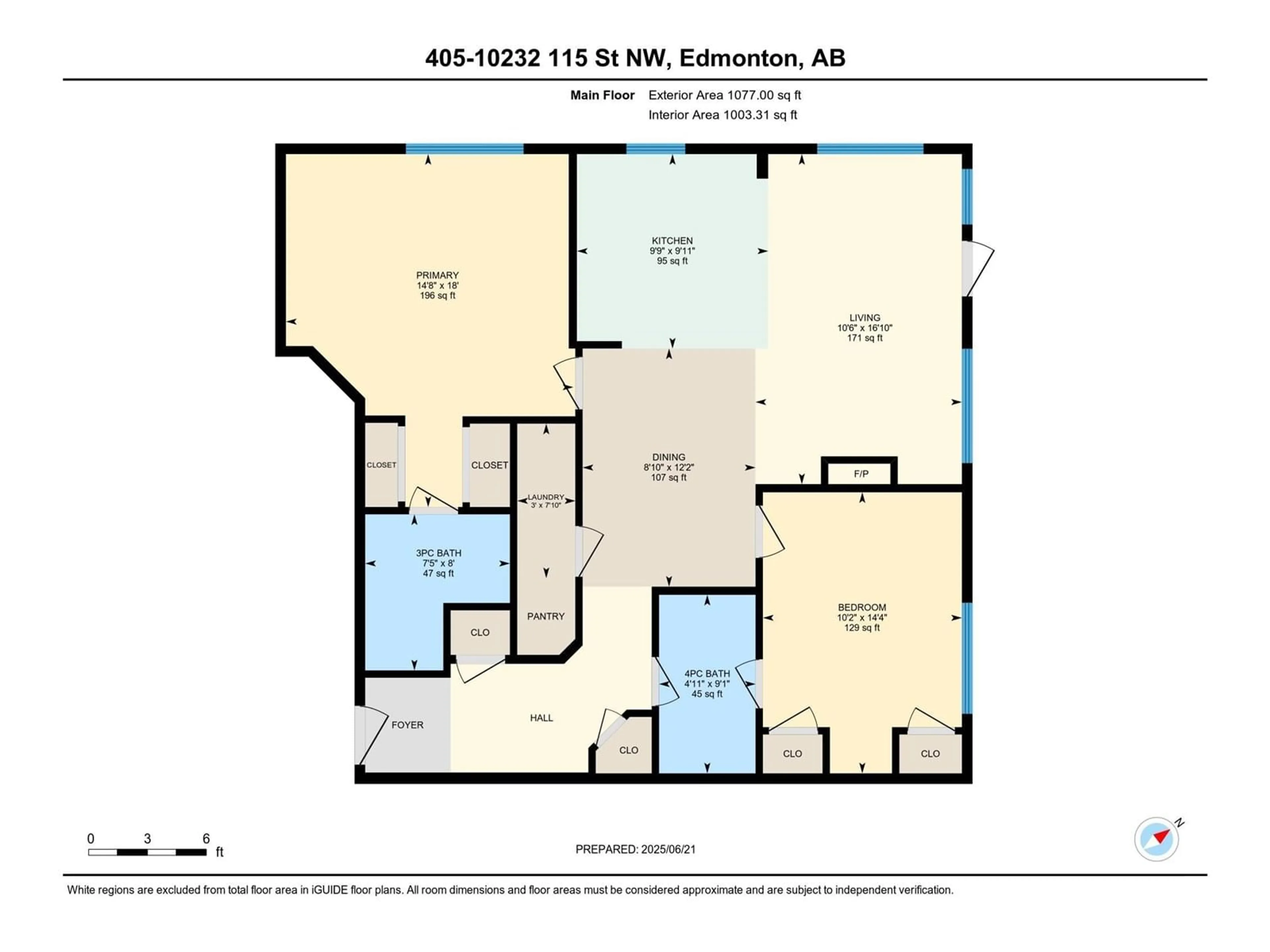 Floor plan for 405 - 10232 115 ST NW, Edmonton Alberta T5K1T8