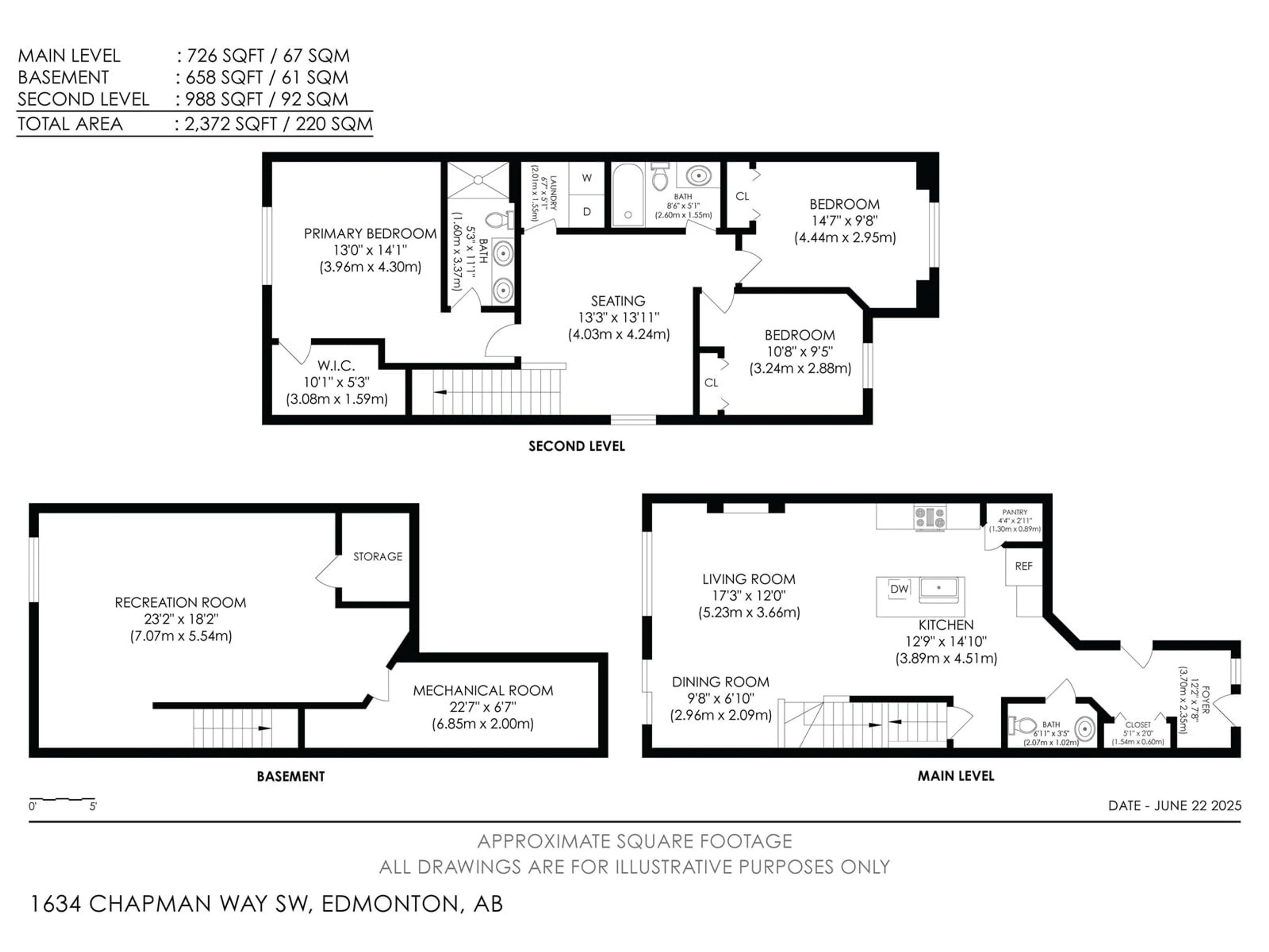 Floor plan for 1634 CHAPMAN WAY, Edmonton Alberta T6W0Y5