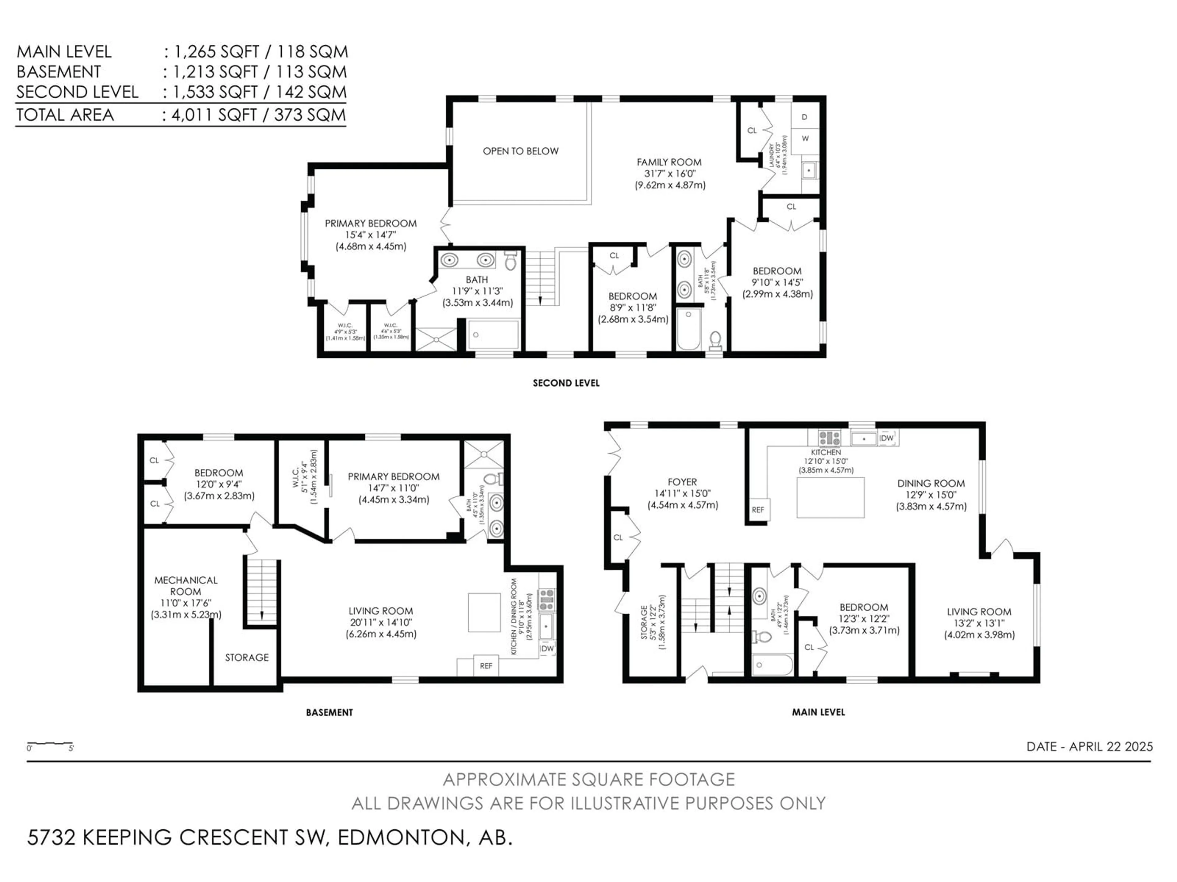 Floor plan for 5732 KEEPING CRESCENT, Edmonton Alberta T6W4K4