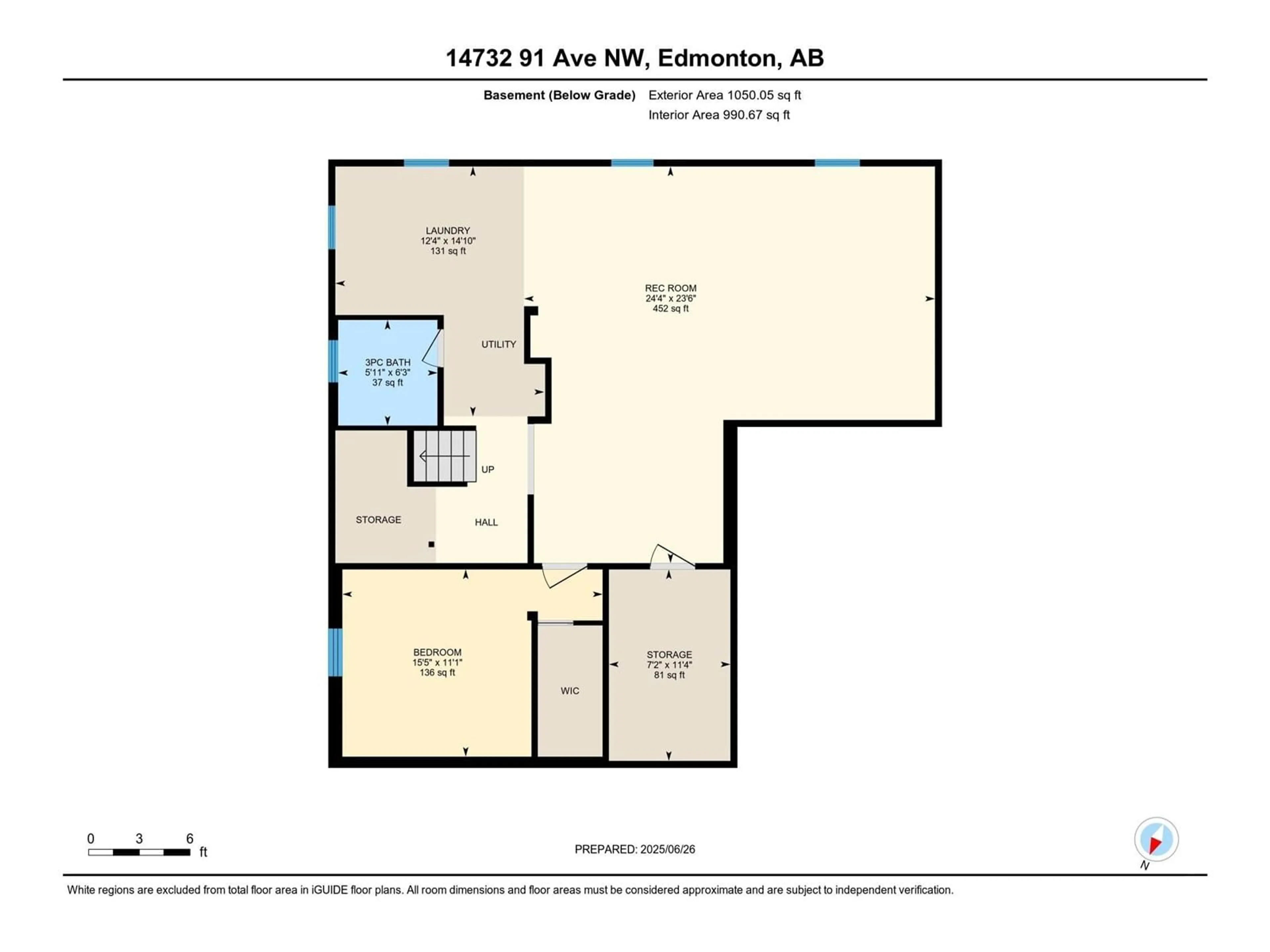 Floor plan for NW - 14732 91 AV, Edmonton Alberta T5R4Z1