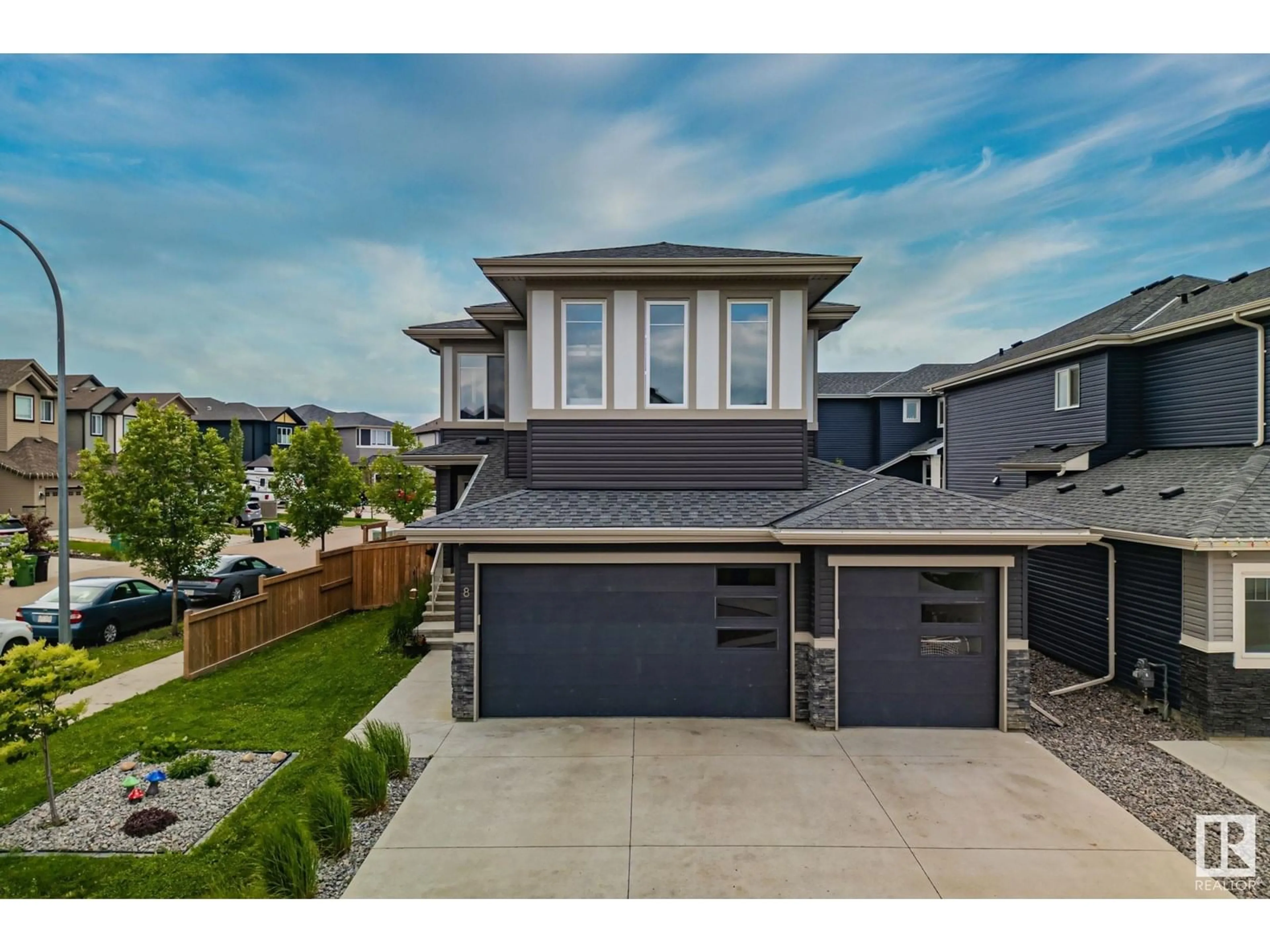 A pic from outside/outdoor area/front of a property/back of a property/a pic from drone, street for 8 MOBERG CL, Leduc Alberta T9E1E5