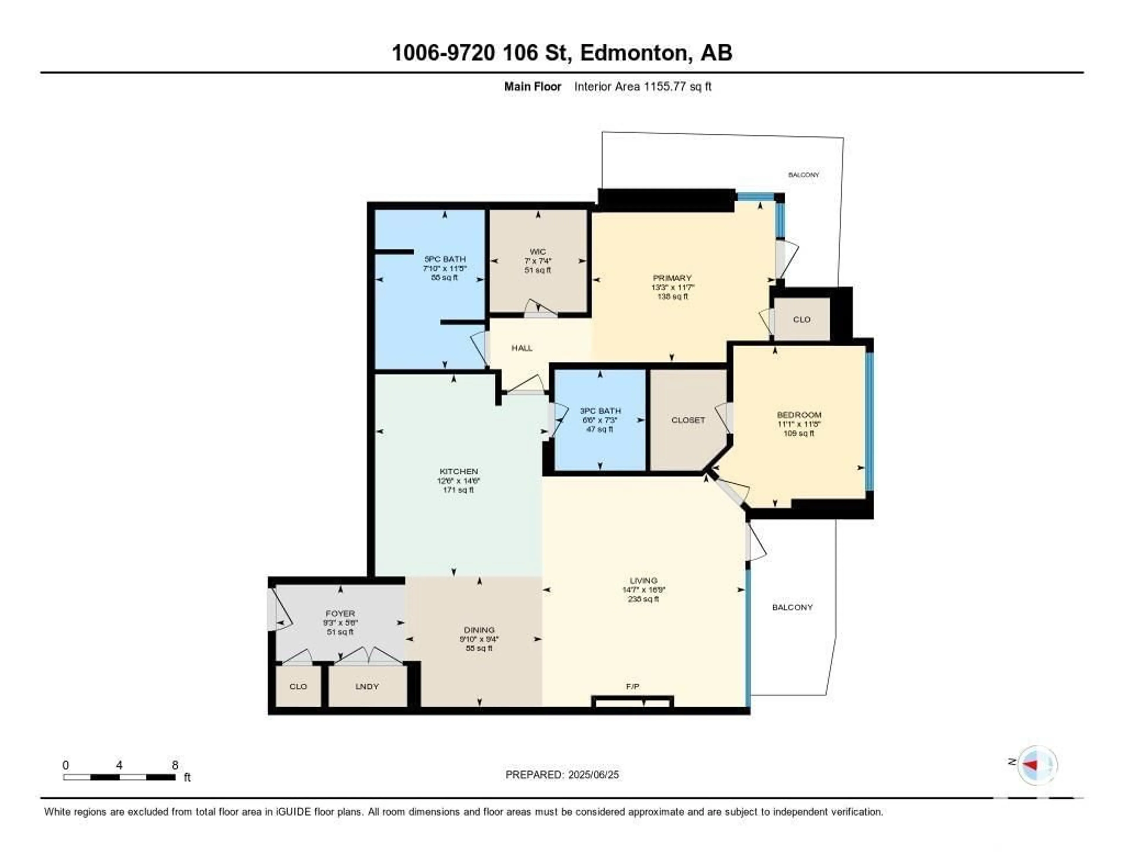 Floor plan for #1006 - 9720 106 ST, Edmonton Alberta T5K0K8