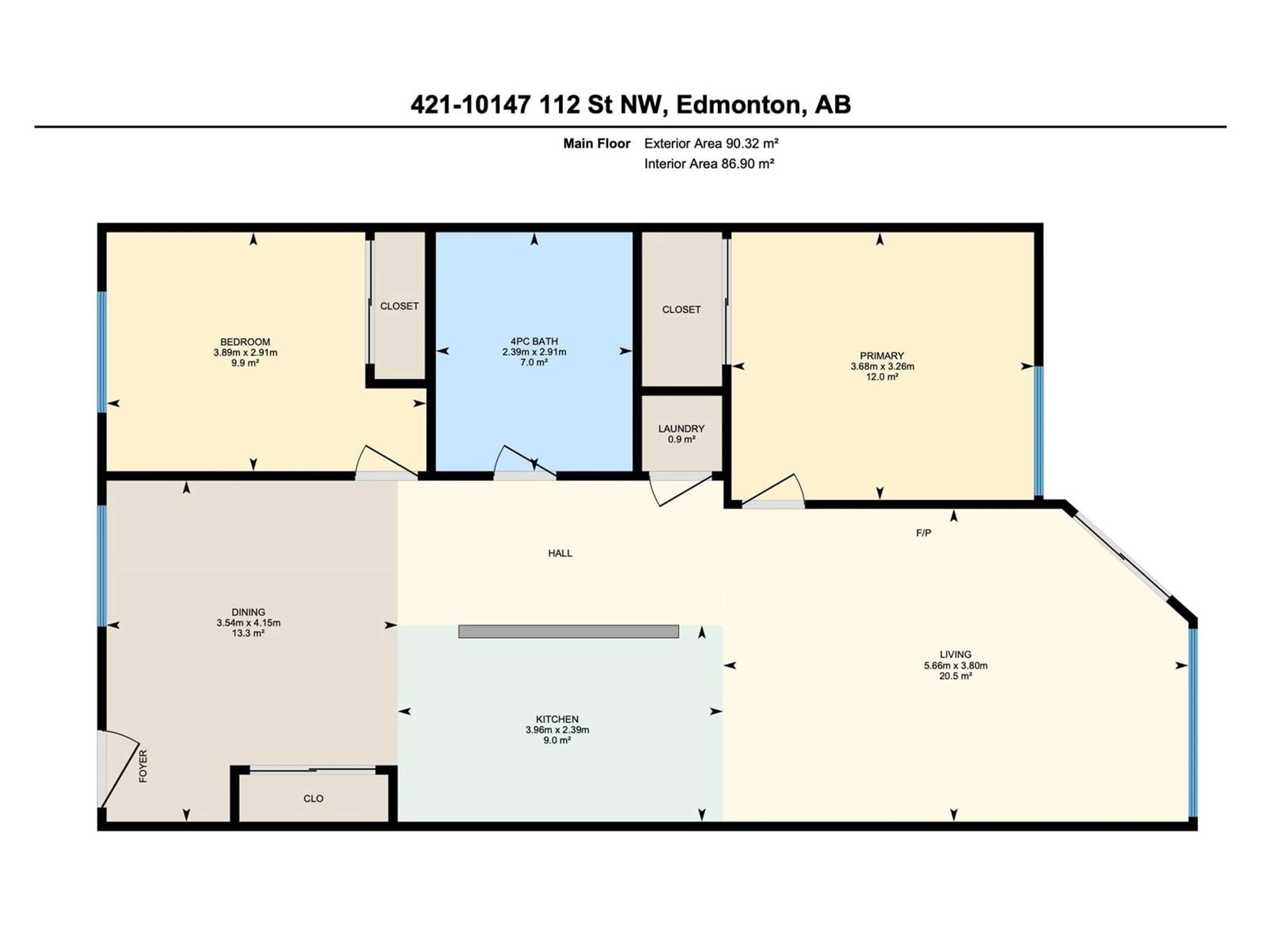 Floor plan for 10147 - 421 112 ST, Edmonton Alberta T5K1M1