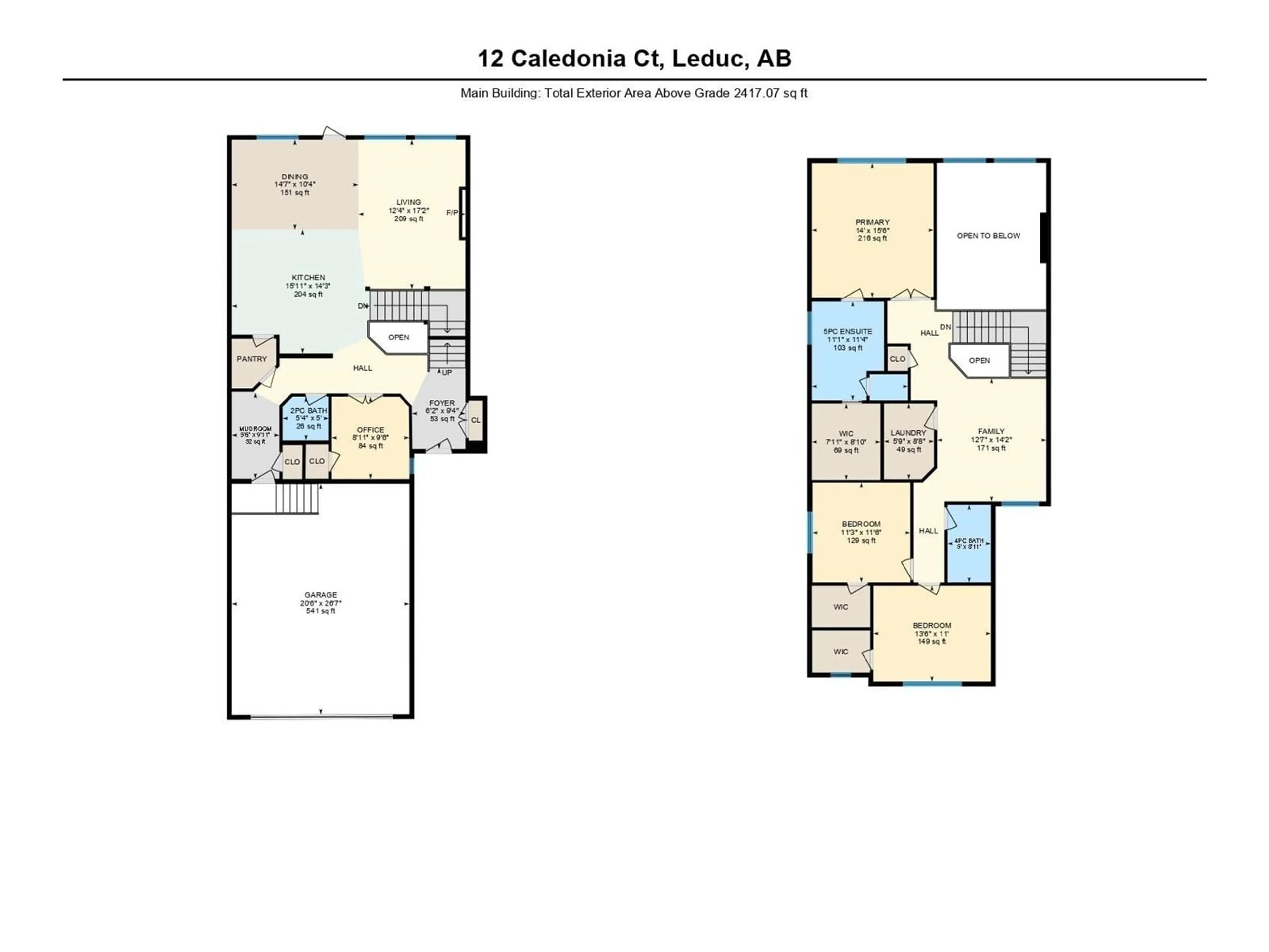 Floor plan for 12 CALEDONIA, Leduc Alberta T9E0S9