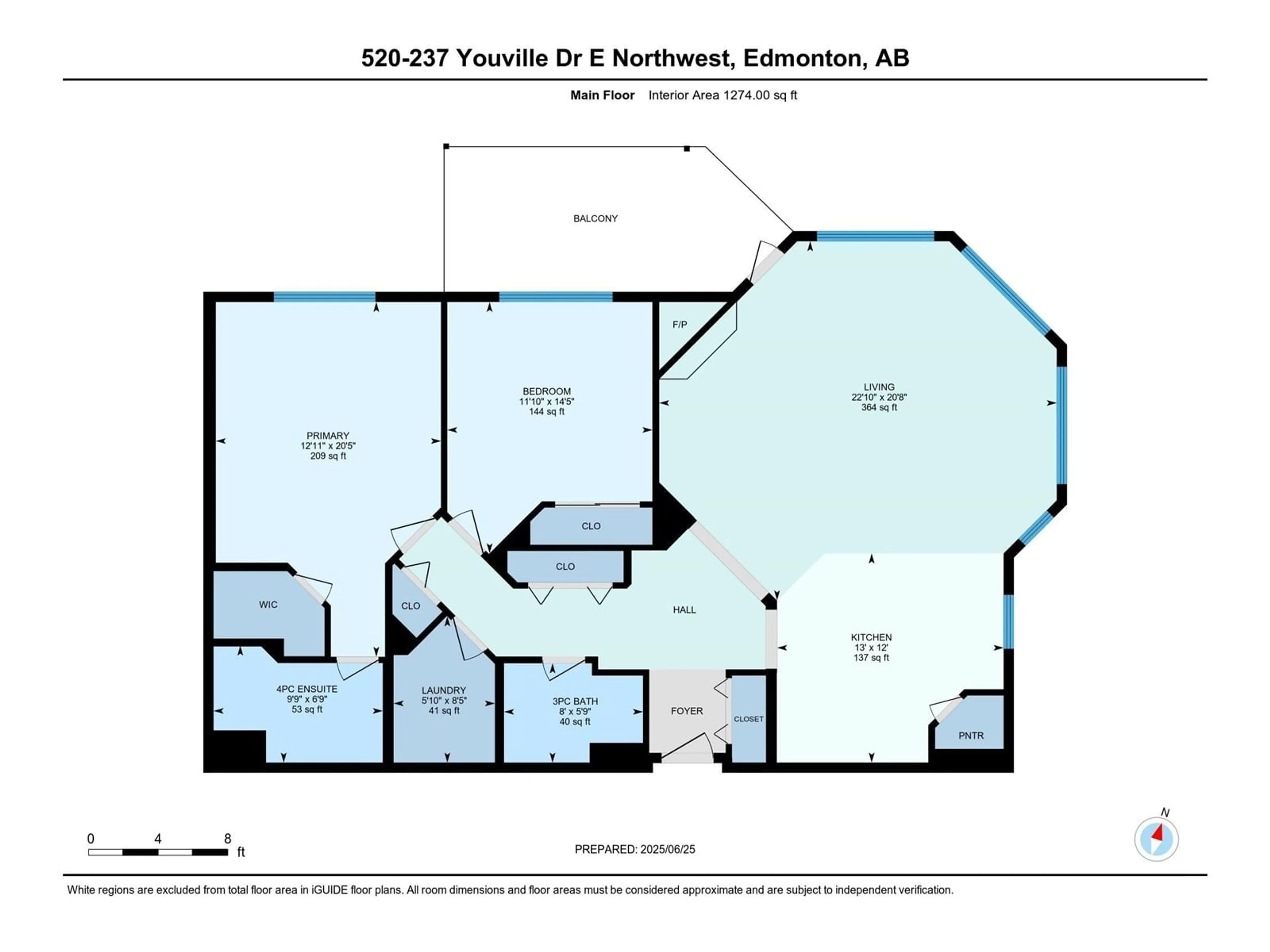 Floor plan for 237 - 520 YOUVILLE DR, Edmonton Alberta T6L7G2