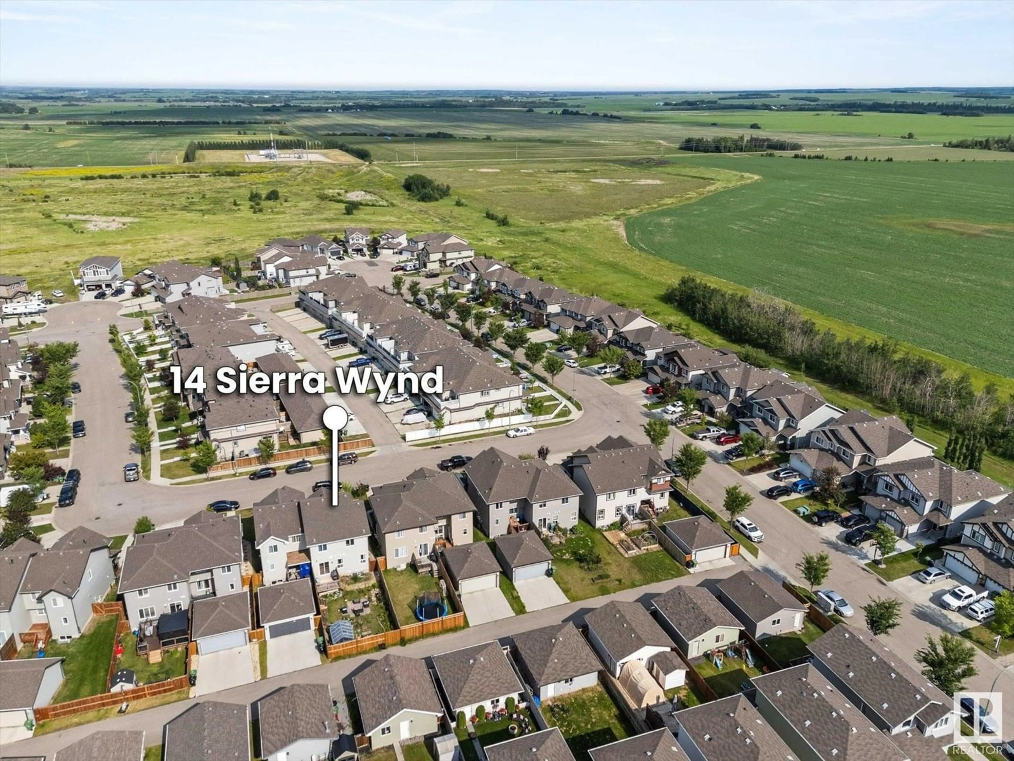 A pic from outside/outdoor area/front of a property/back of a property/a pic from drone, street for 14 SIERRA WD, Fort Saskatchewan Alberta T8L0T3
