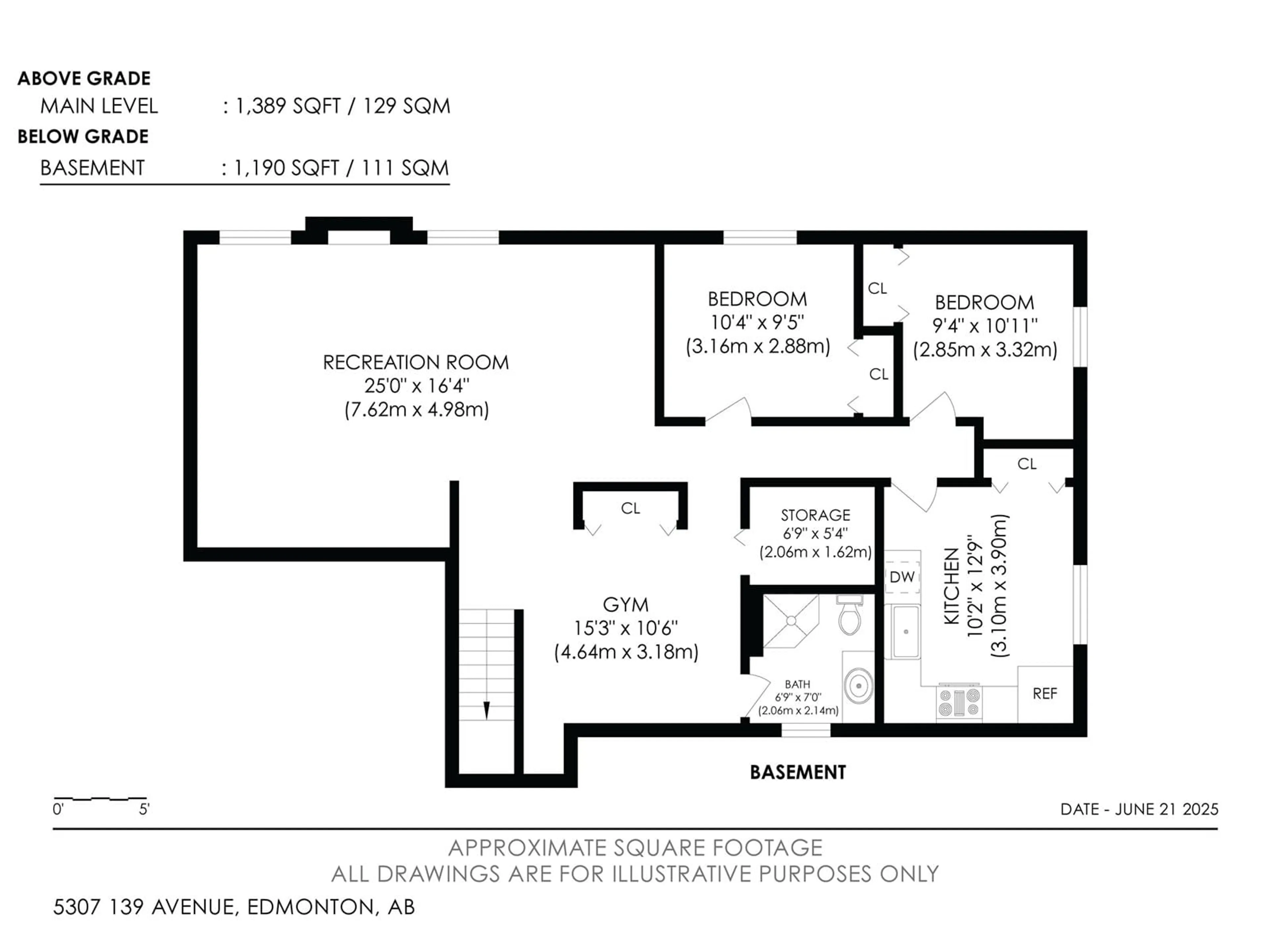 Floor plan for 5307 139 AV, Edmonton Alberta T5A4R4