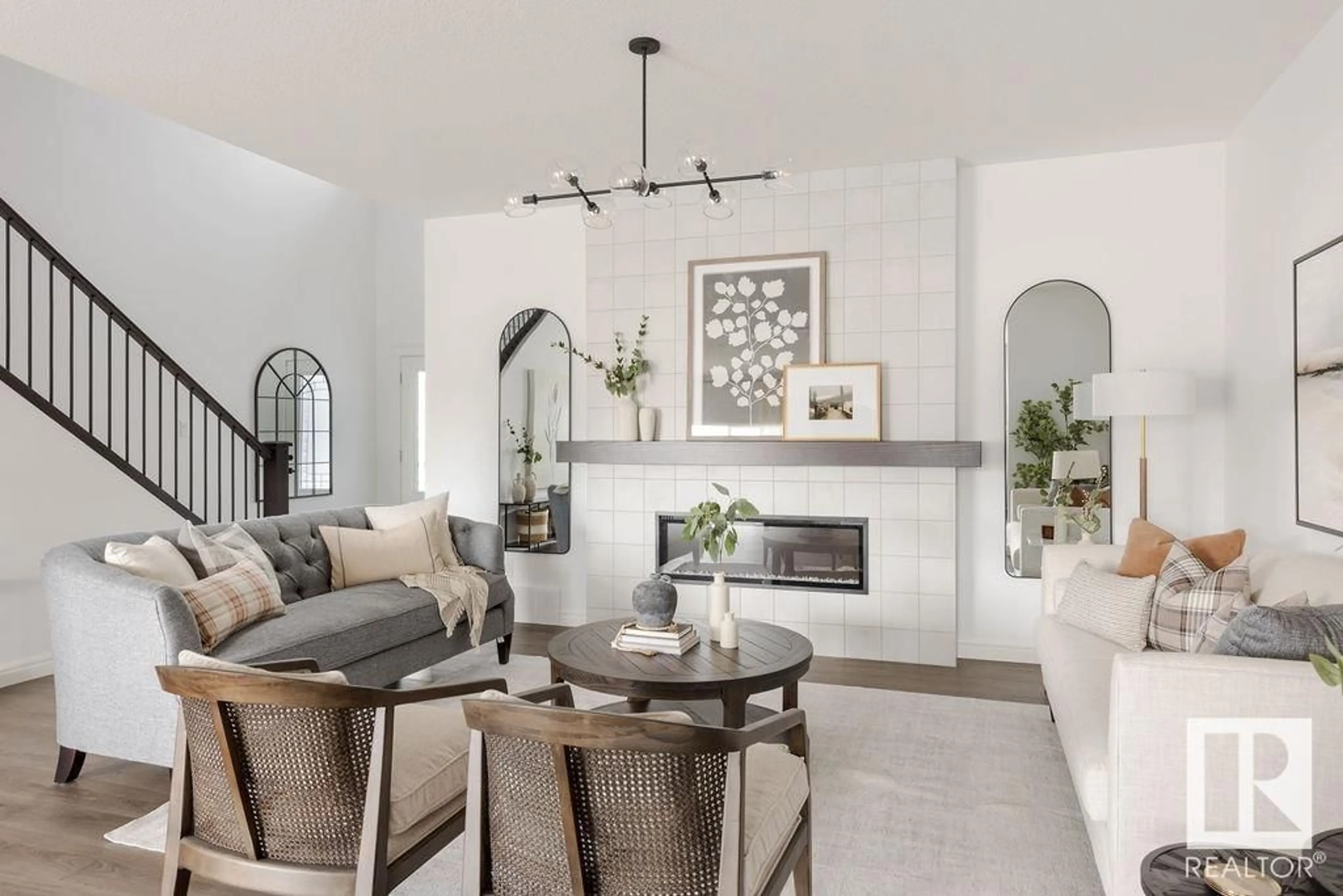 Living room with furniture, ceramic/tile floor for 210 SEDUM WY, Sherwood Park Alberta T8H2X8
