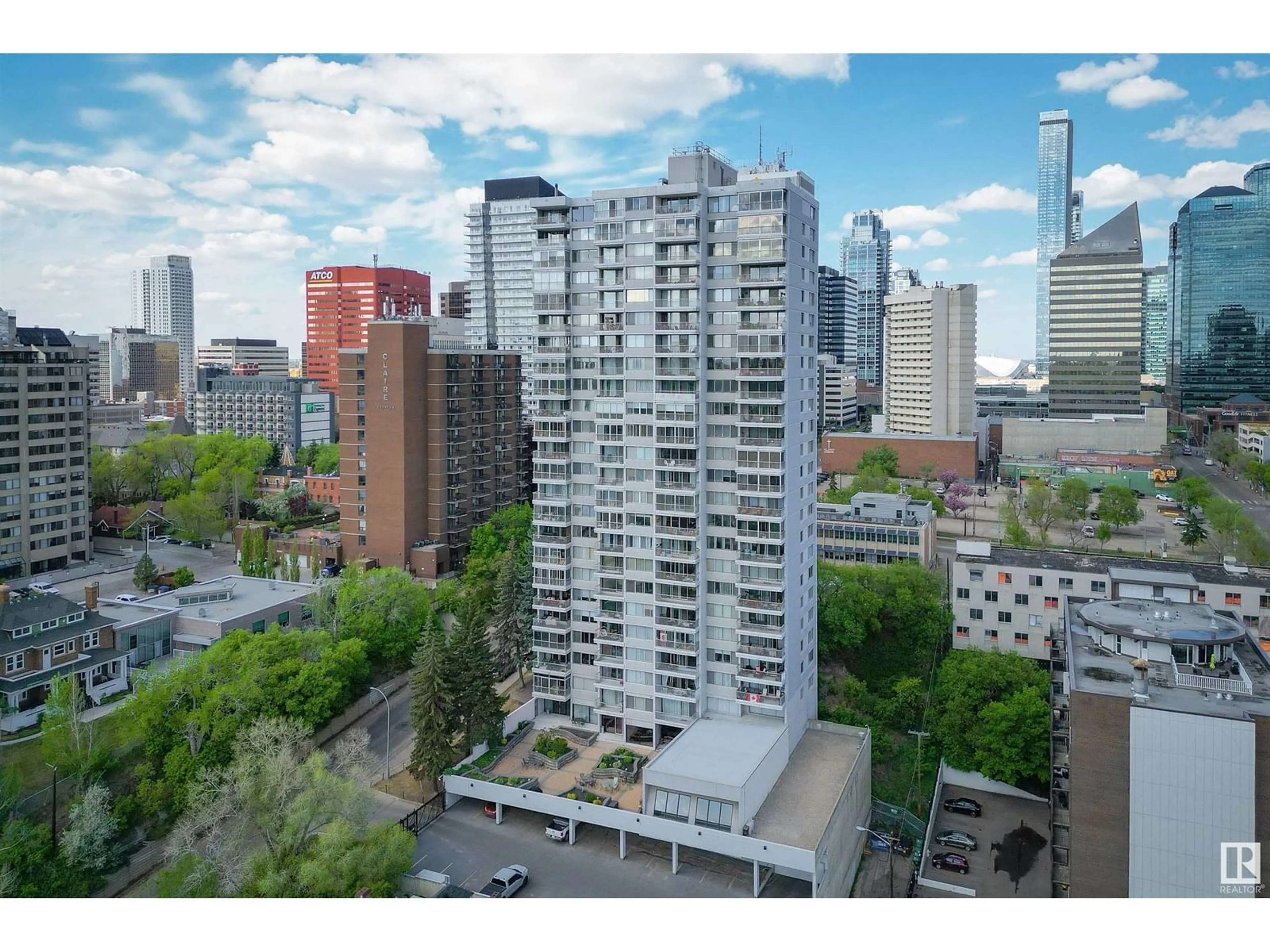 A pic from outside/outdoor area/front of a property/back of a property/a pic from drone, city buildings view from balcony for 701 - 9923 103 ST, Edmonton Alberta T5K2J3