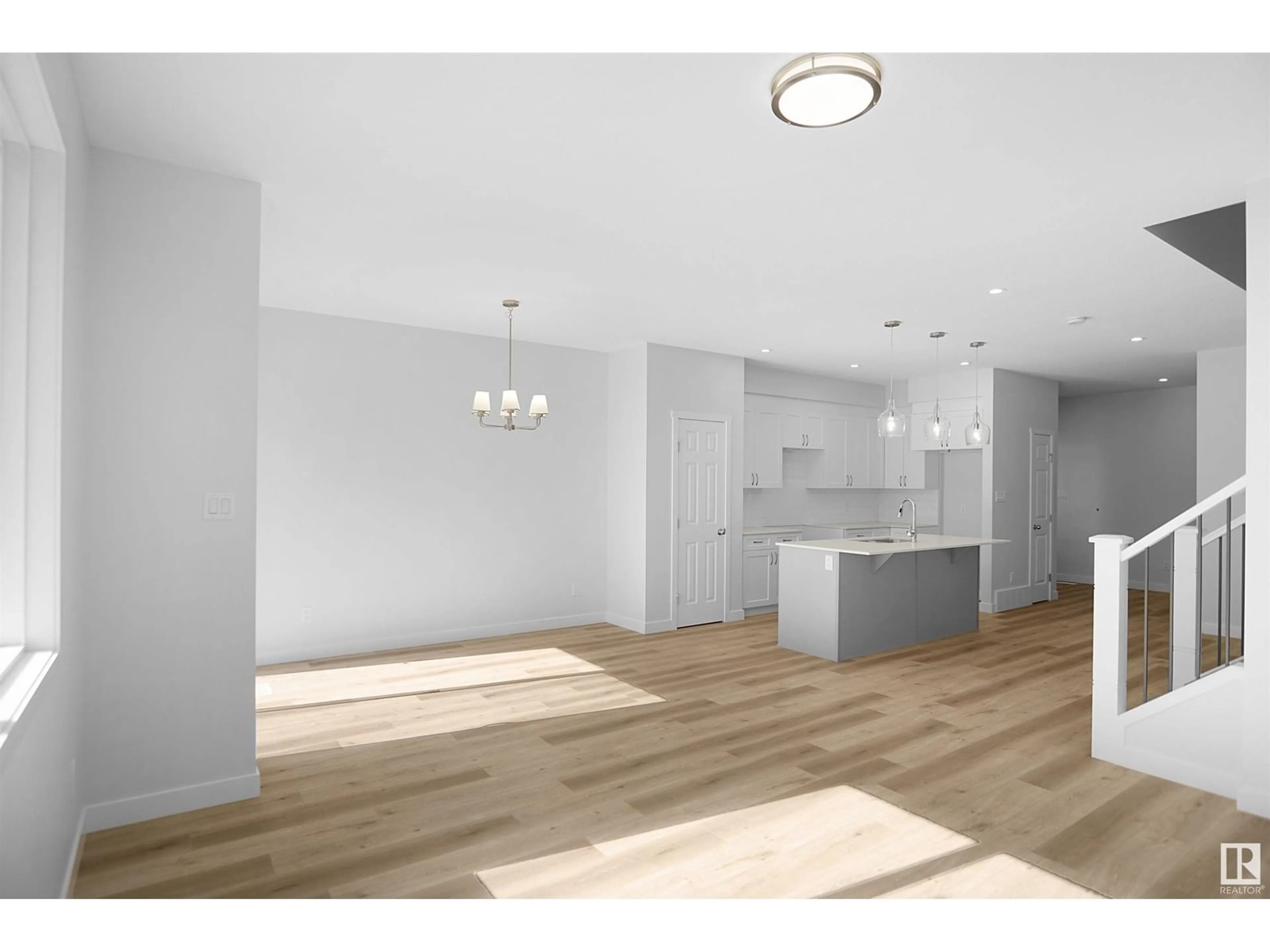 Open concept kitchen, wood/laminate floor for 20940 16 AV, Edmonton Alberta T6M1P7