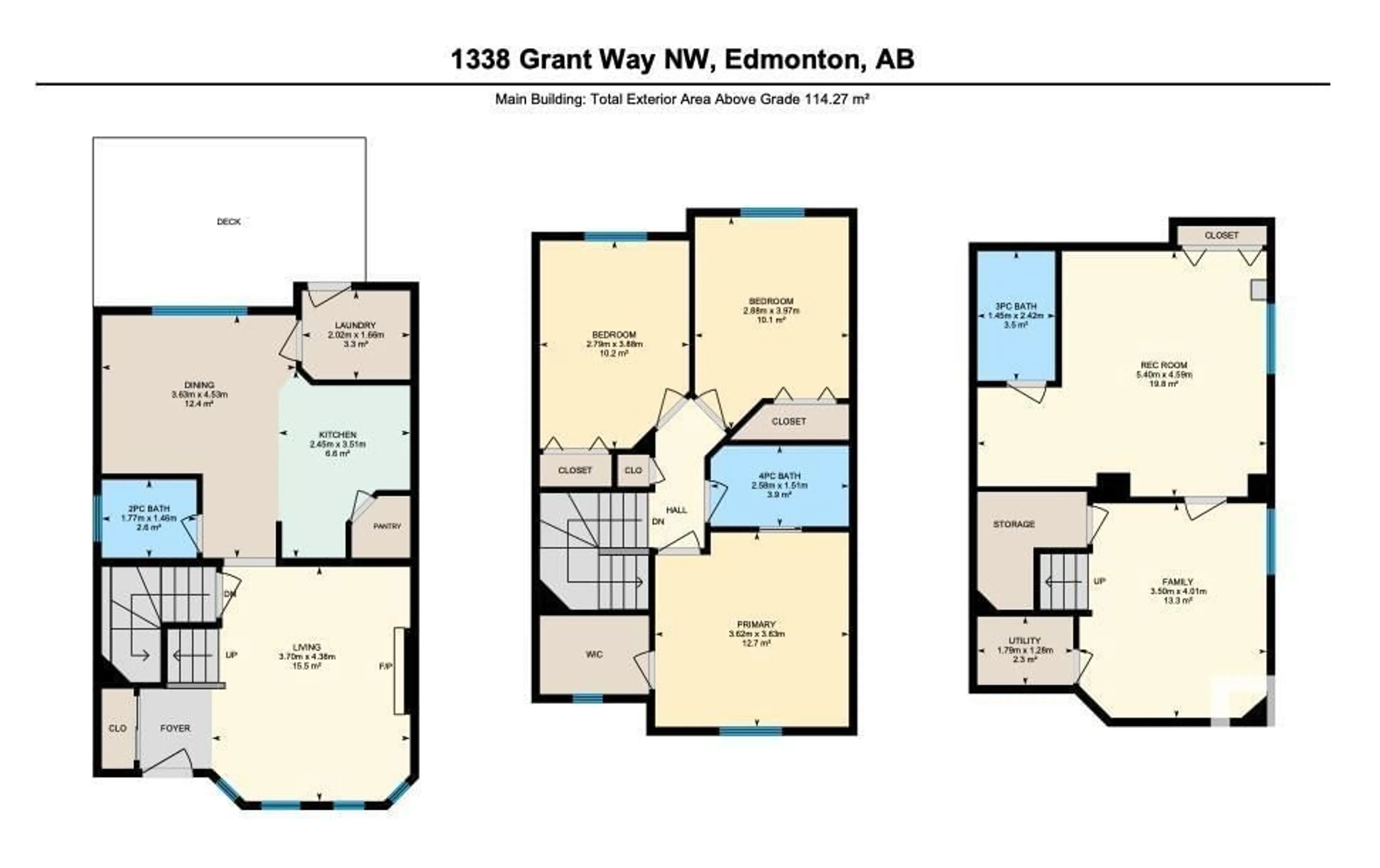 Floor plan for 1338 GRANT WY, Edmonton Alberta T5T6M8