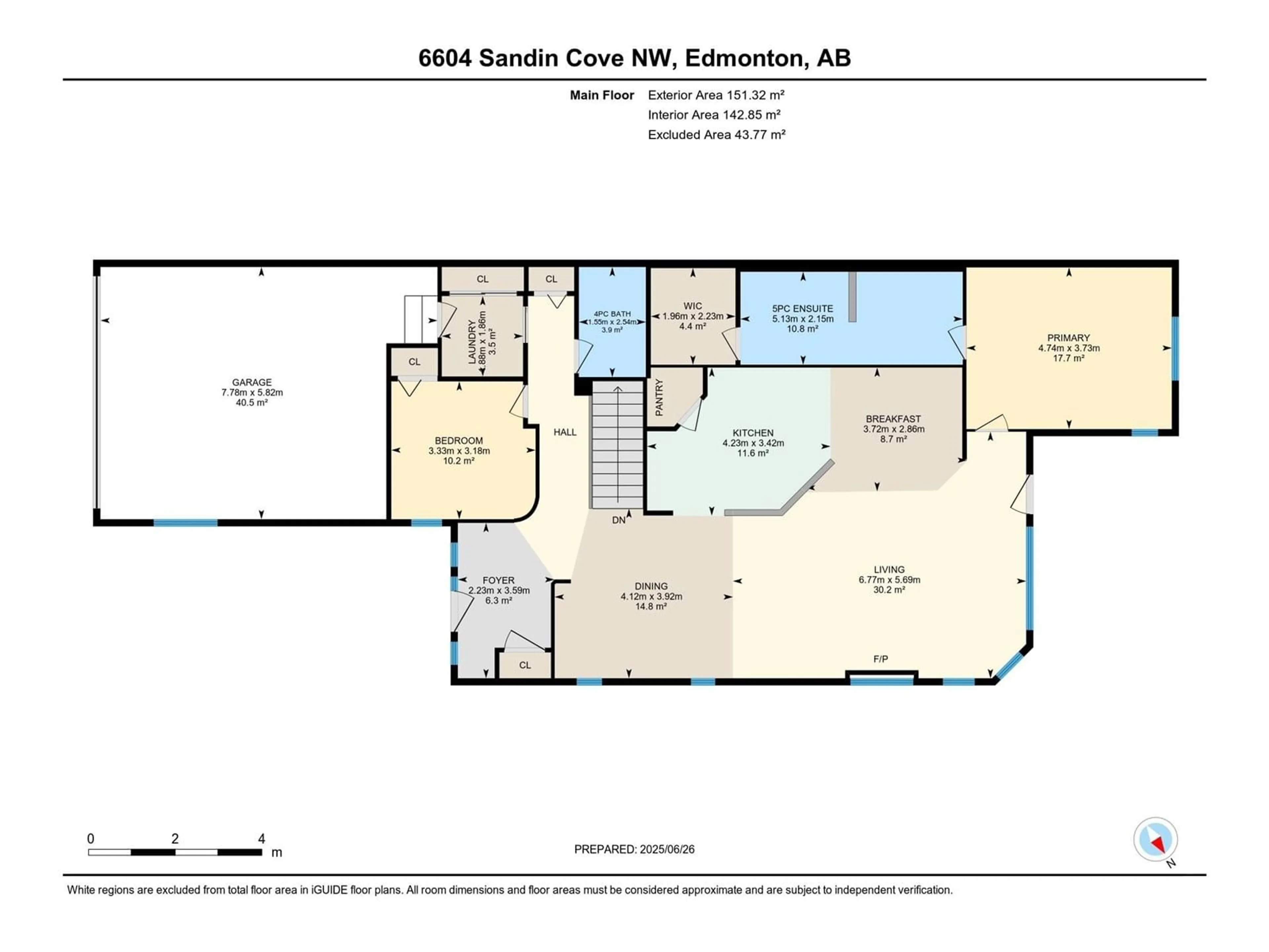 Floor plan for 6604 SANDIN COVE, Edmonton Alberta T6R0G2