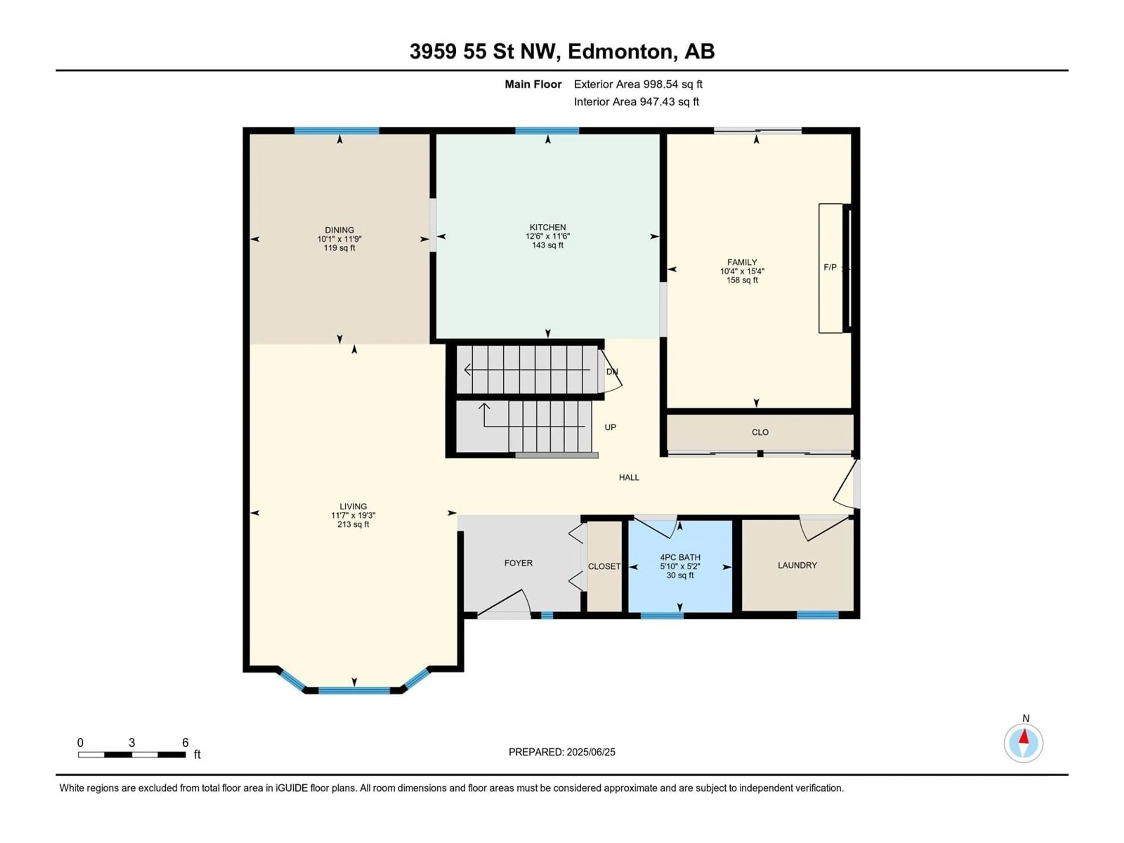 Floor plan for 3959 55 ST, Edmonton Alberta T6L1C1
