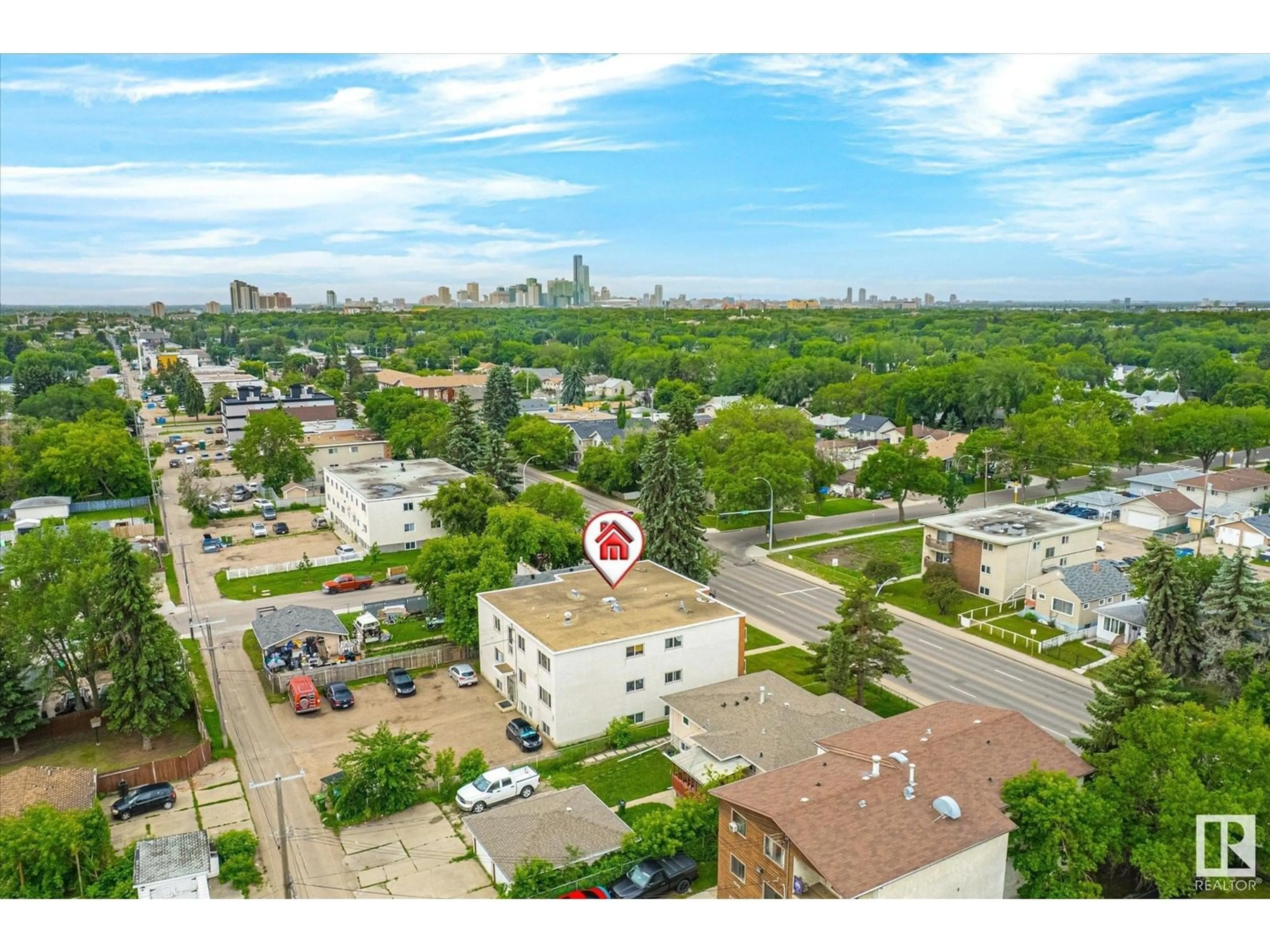 A pic from outside/outdoor area/front of a property/back of a property/a pic from drone, street for #103 - 12409 82 ST, Edmonton Alberta T5B2X5