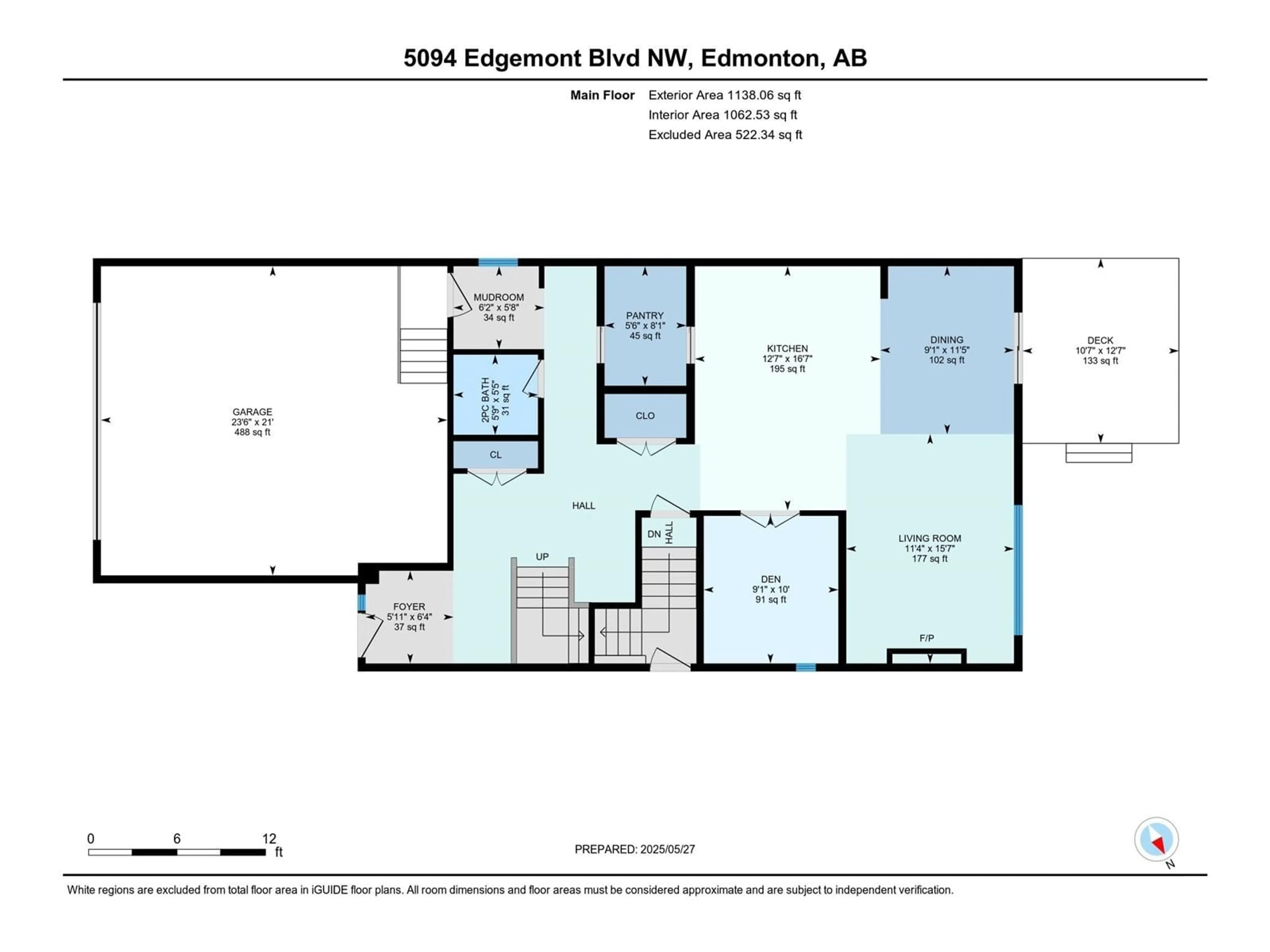 Floor plan for 5094 EDGEMONT BV, Edmonton Alberta T6M2N6