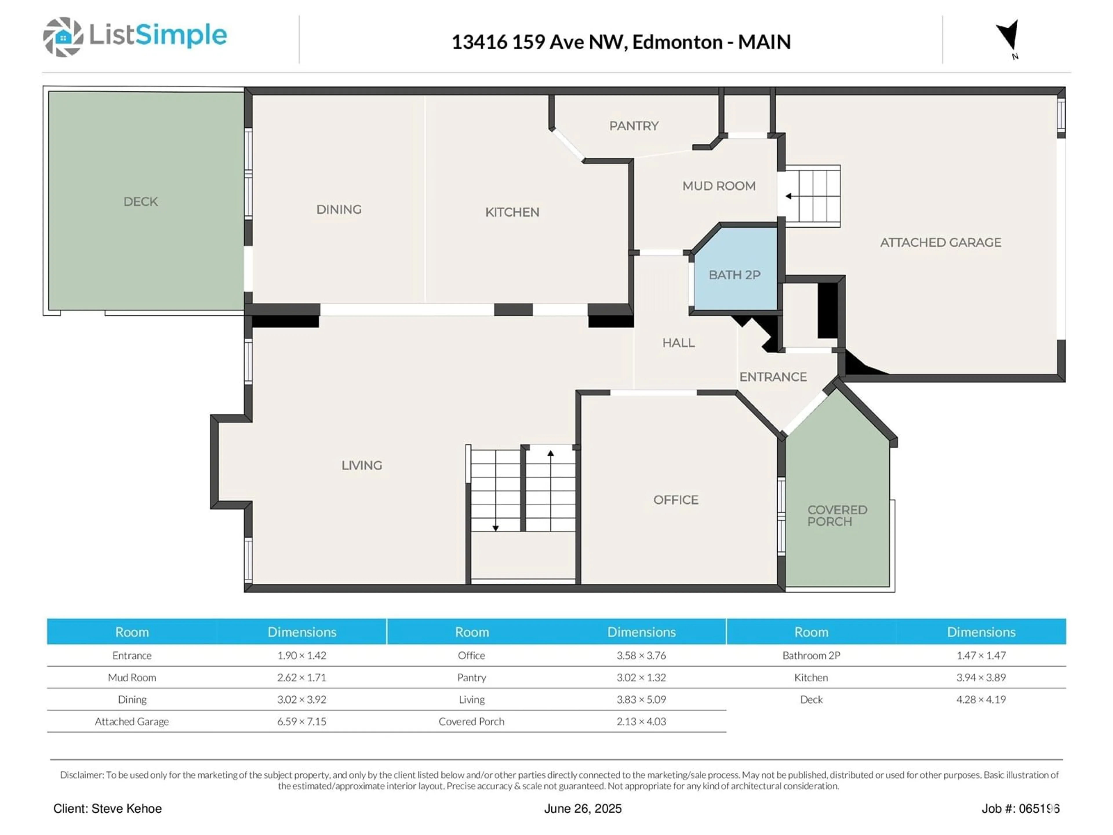 Floor plan for 13416 159 AV, Edmonton Alberta T6V1S4