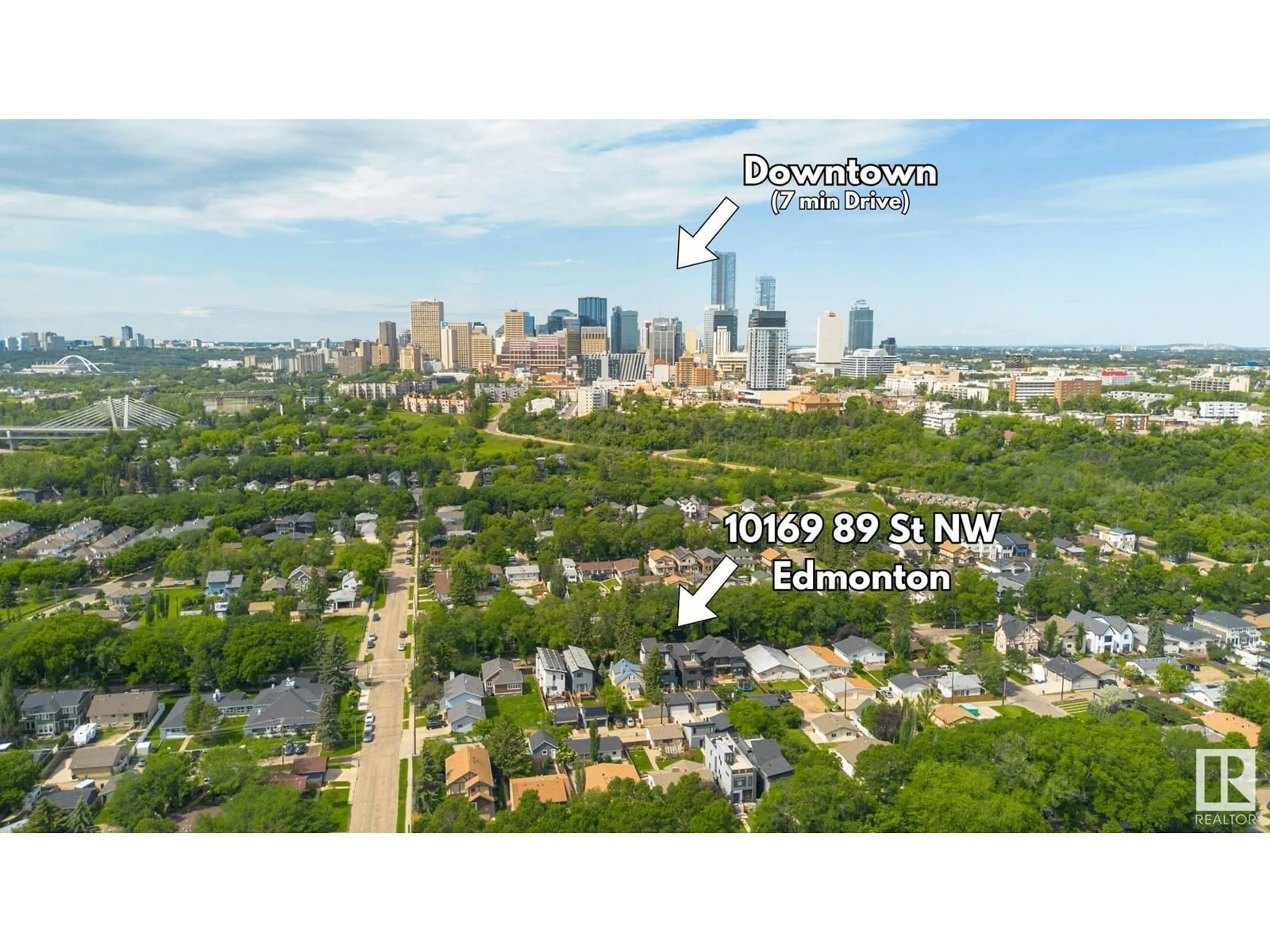 A pic from outside/outdoor area/front of a property/back of a property/a pic from drone, city buildings view from balcony for NW - 10167 89 ST, Edmonton Alberta T5H1P8