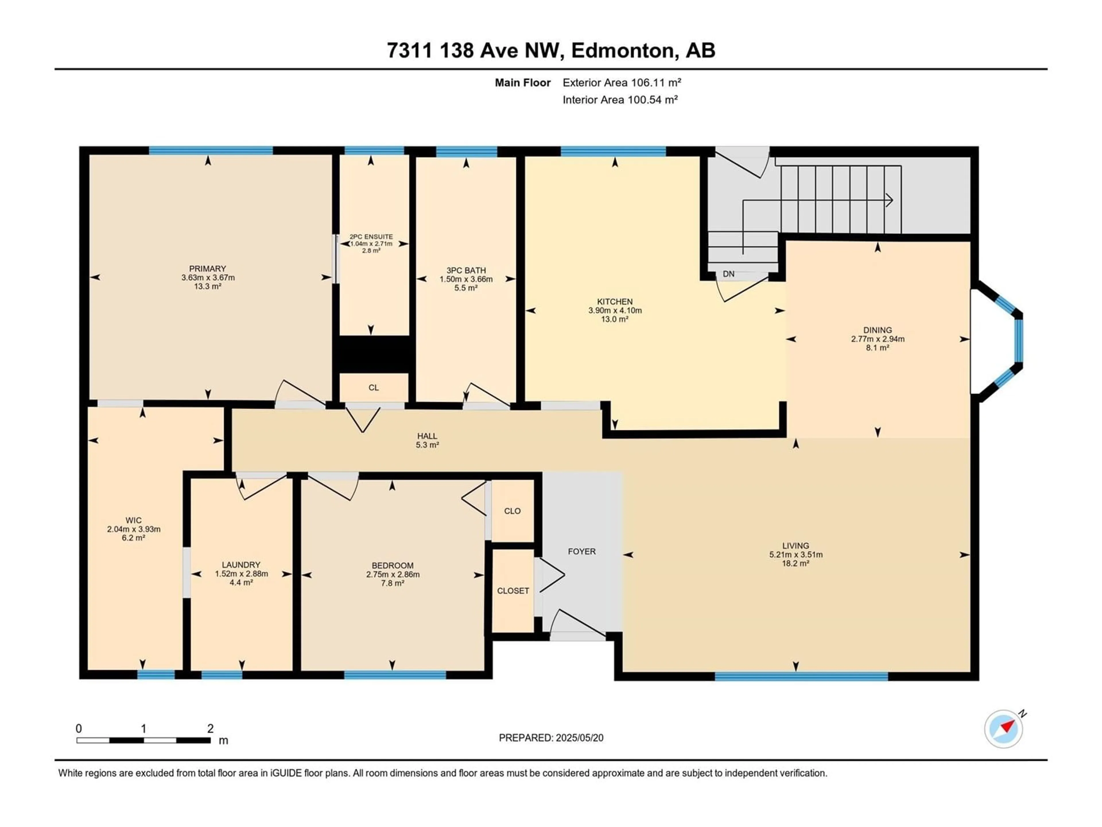 Floor plan for 7311 138 AV, Edmonton Alberta T5C2L9