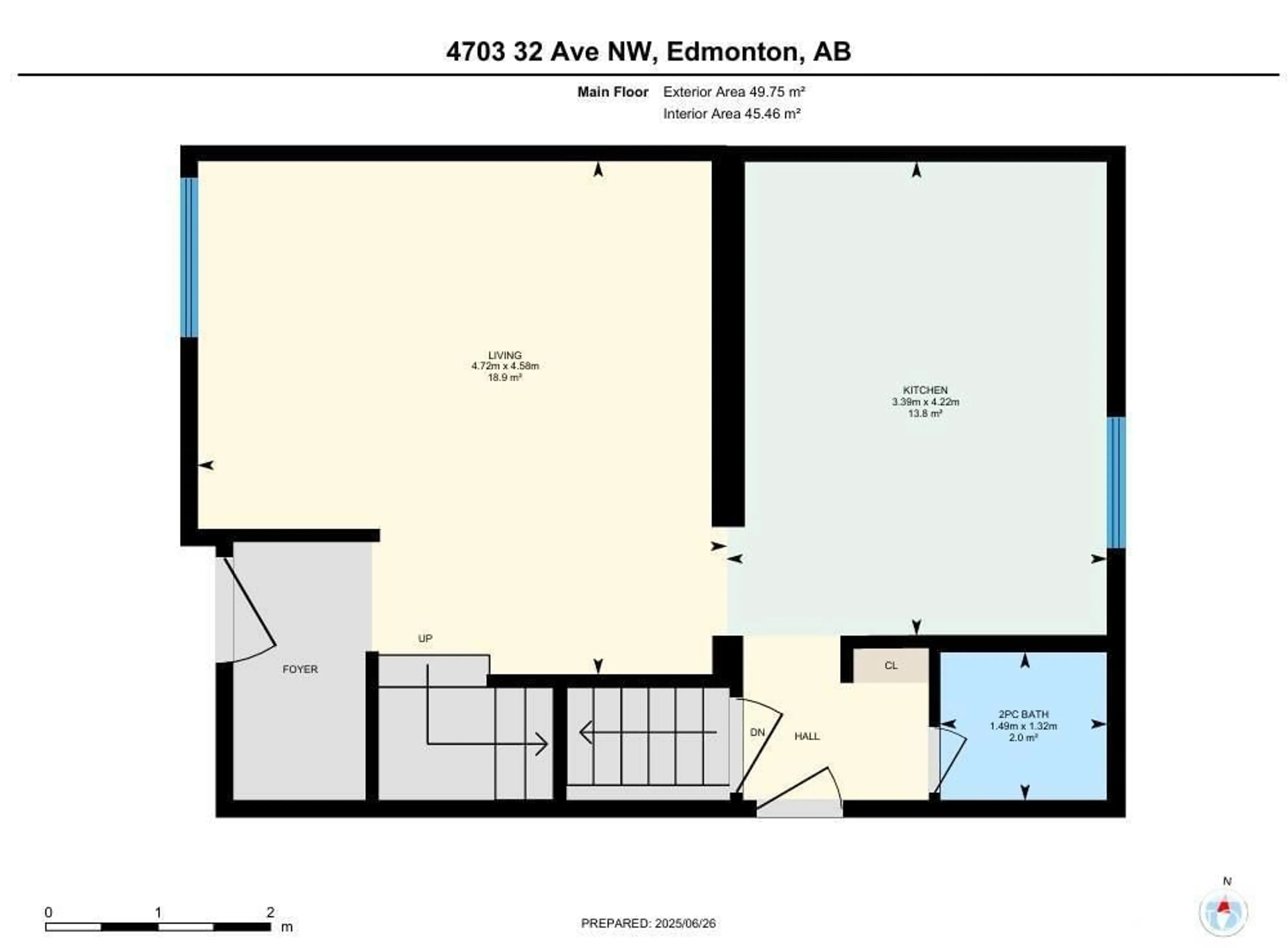 Floor plan for 4703 32 AV, Edmonton Alberta T6L5J4