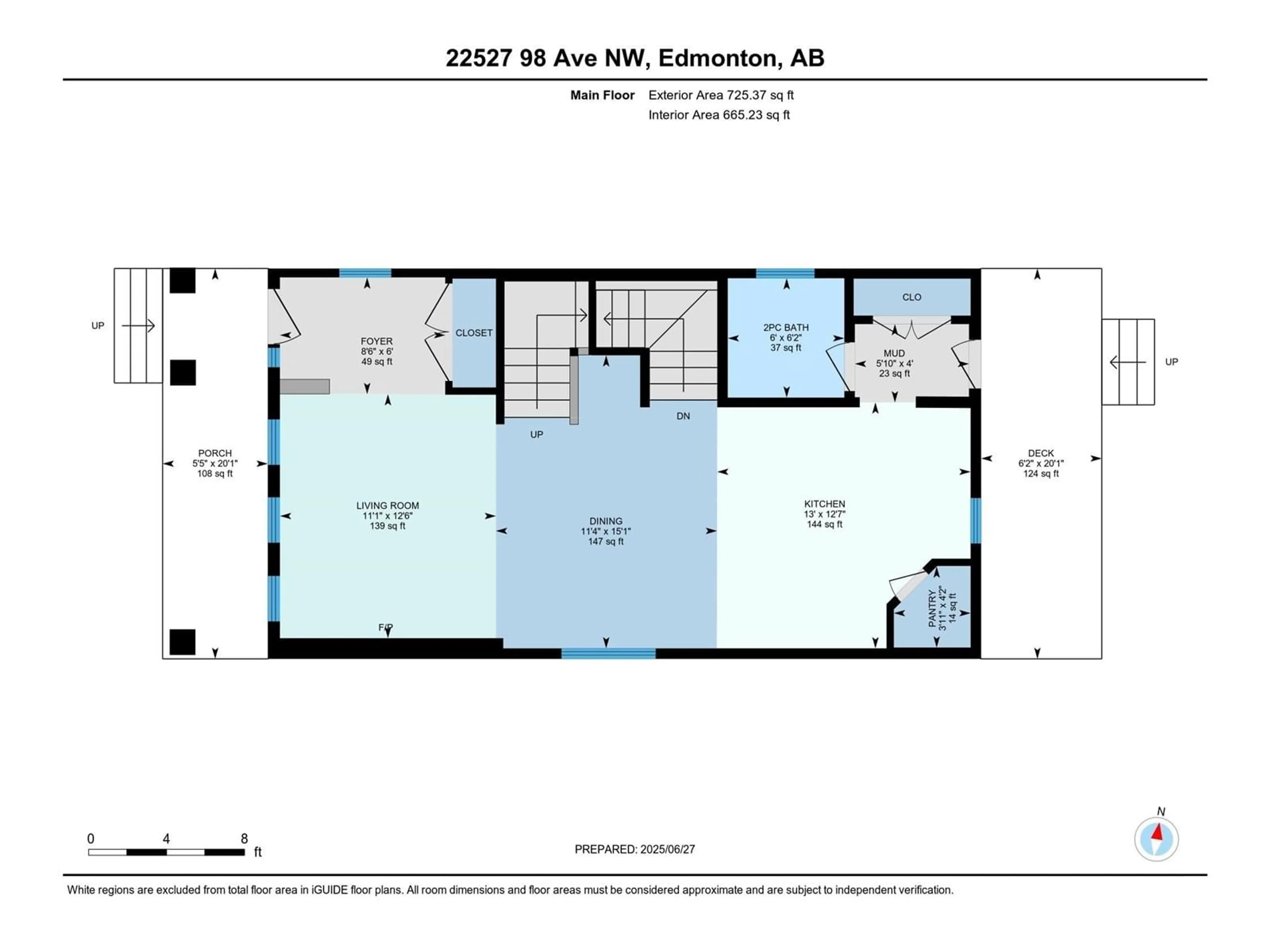 Floor plan for 22527 98 AV, Edmonton Alberta T5T7C1