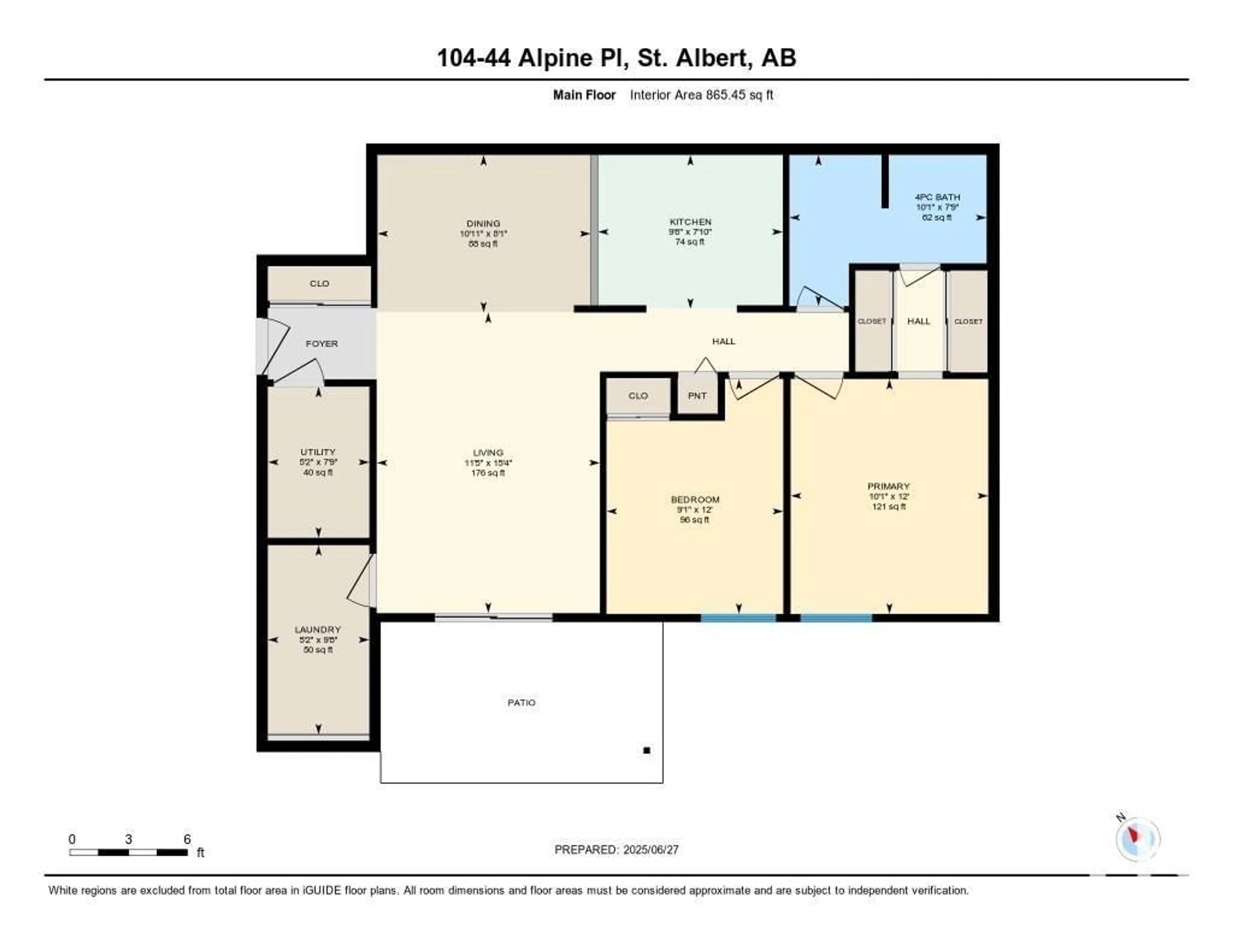 Floor plan for 104 - 104 ALPINE PL, St. Albert Alberta T8N3Y2