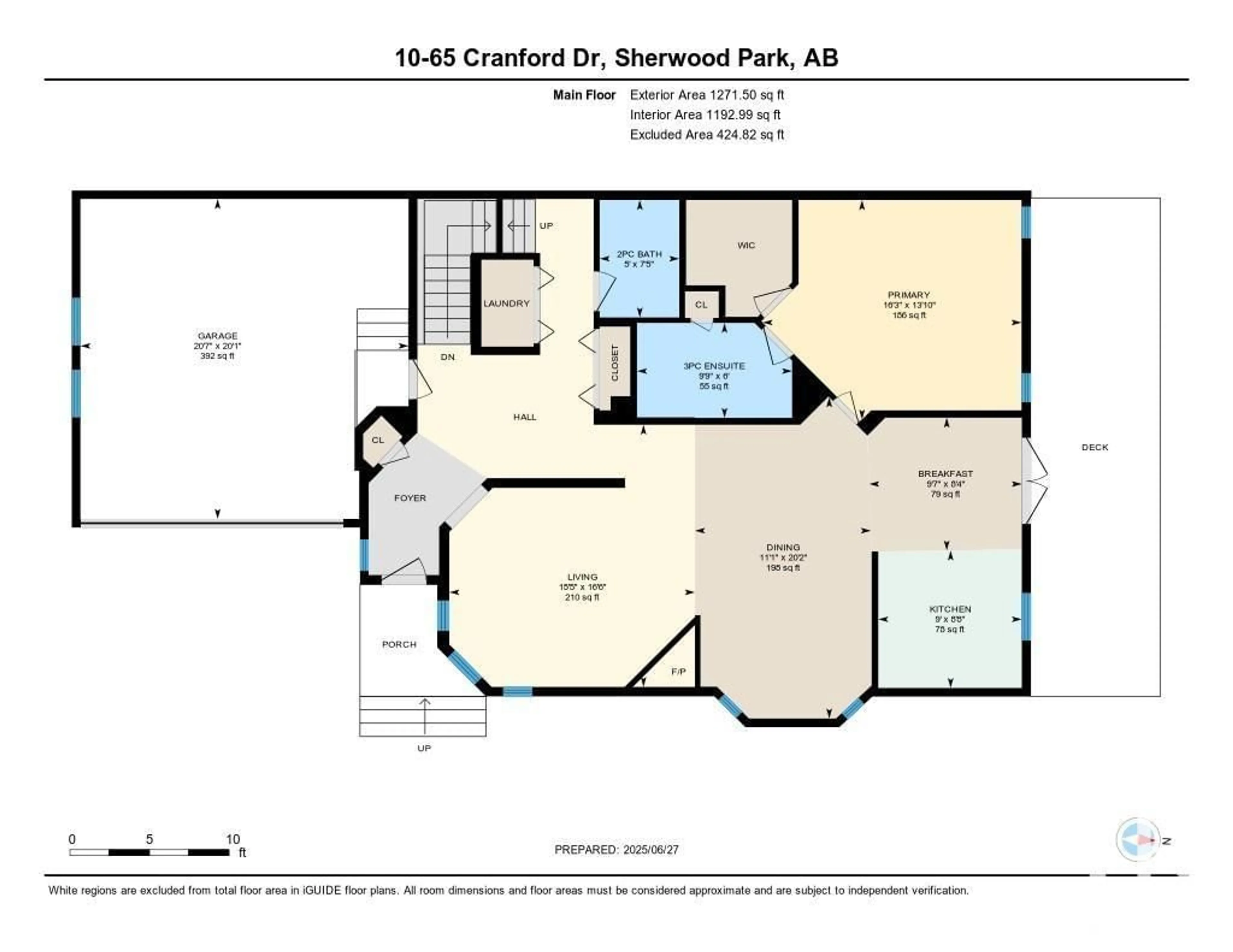 Floor plan for 65 - 10 CRANFORD DR, Sherwood Park Alberta T8H1W5