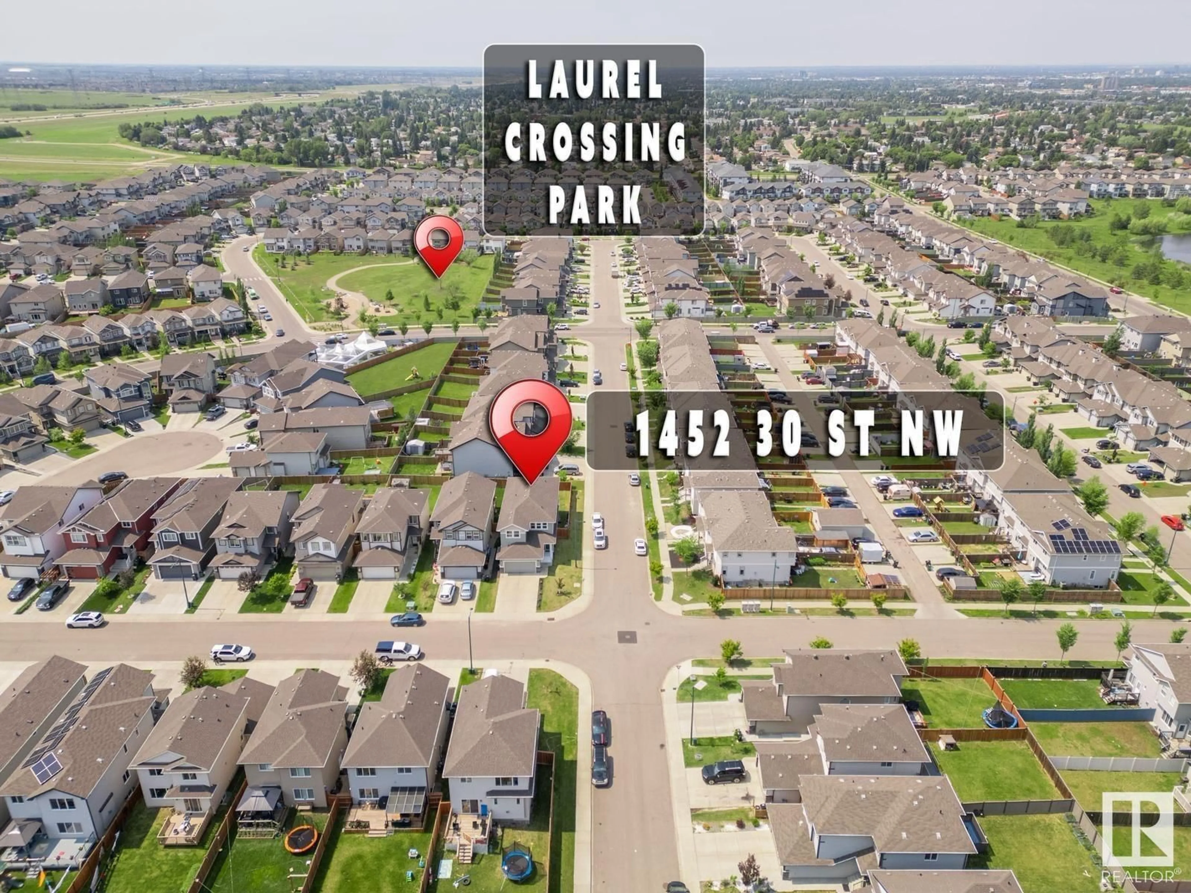 A pic from outside/outdoor area/front of a property/back of a property/a pic from drone, street for NW - 1452 30 ST, Edmonton Alberta T6T0Z5