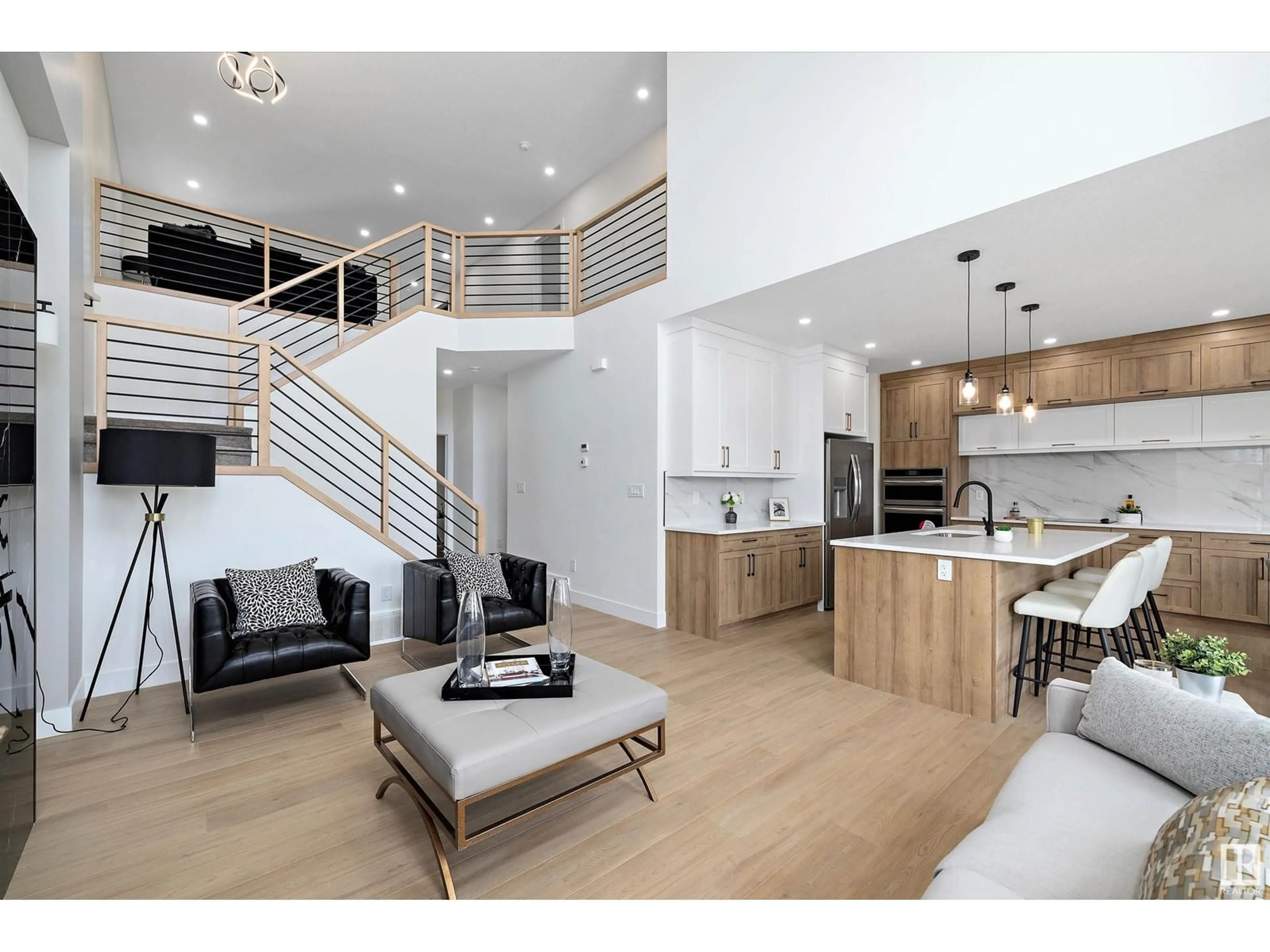 Open concept kitchen, wood/laminate floor for 6009 NADEN LANDING NW, Edmonton Alberta T5E6X6