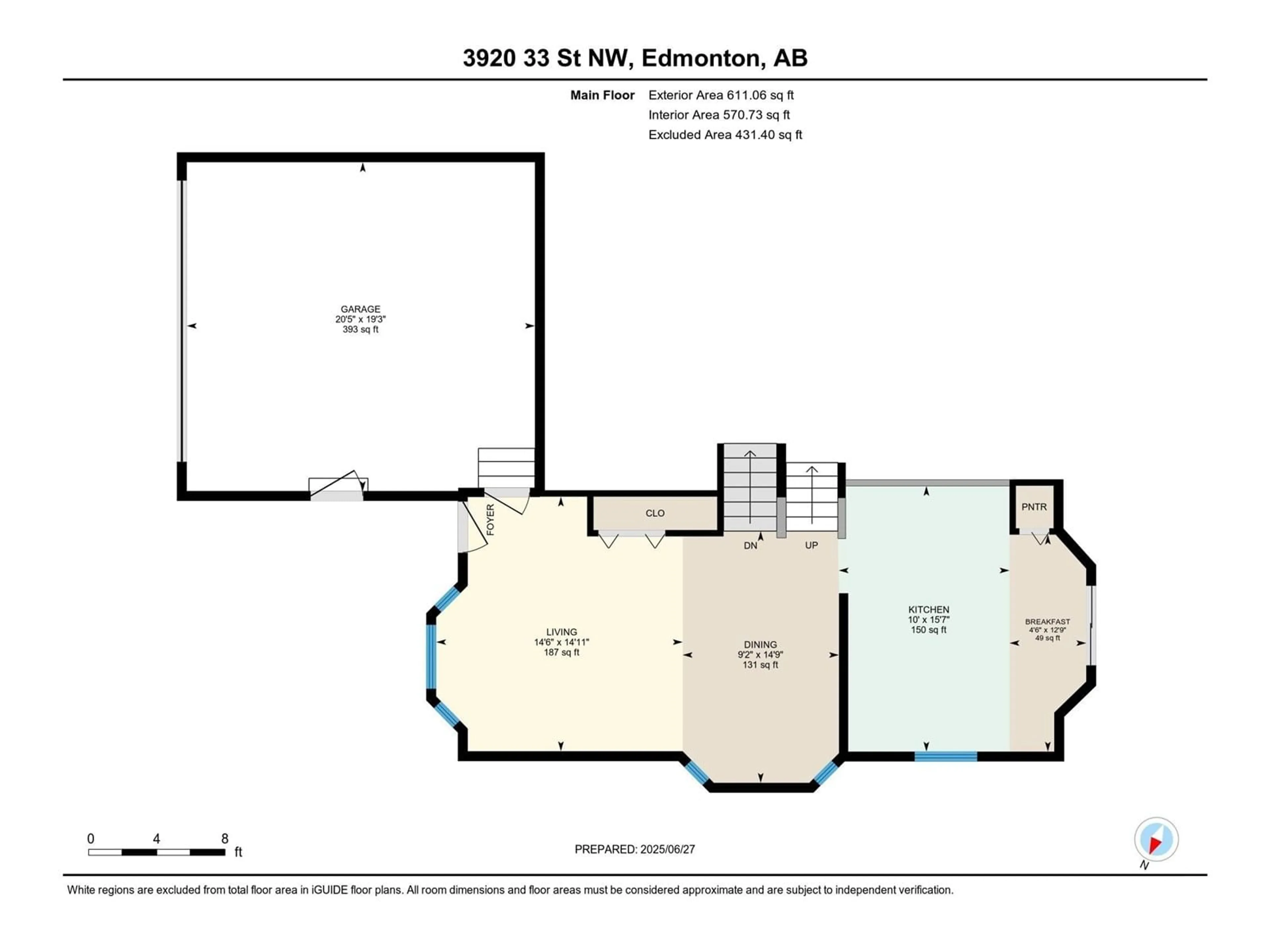 Floor plan for 3920 33 NW, Edmonton Alberta T6T1J7