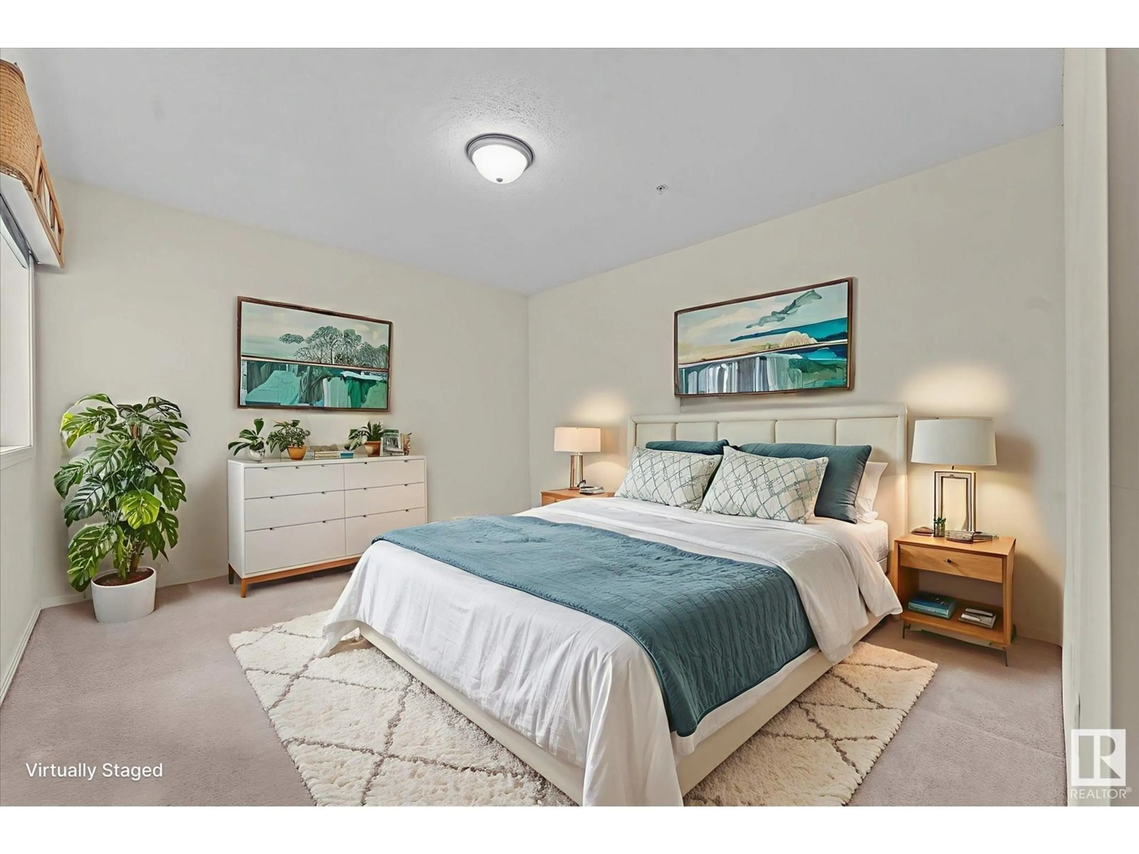 Bedroom with bed, carpet floor for 110 - 110 2420 108 ST NW, Edmonton Alberta T6J7J3