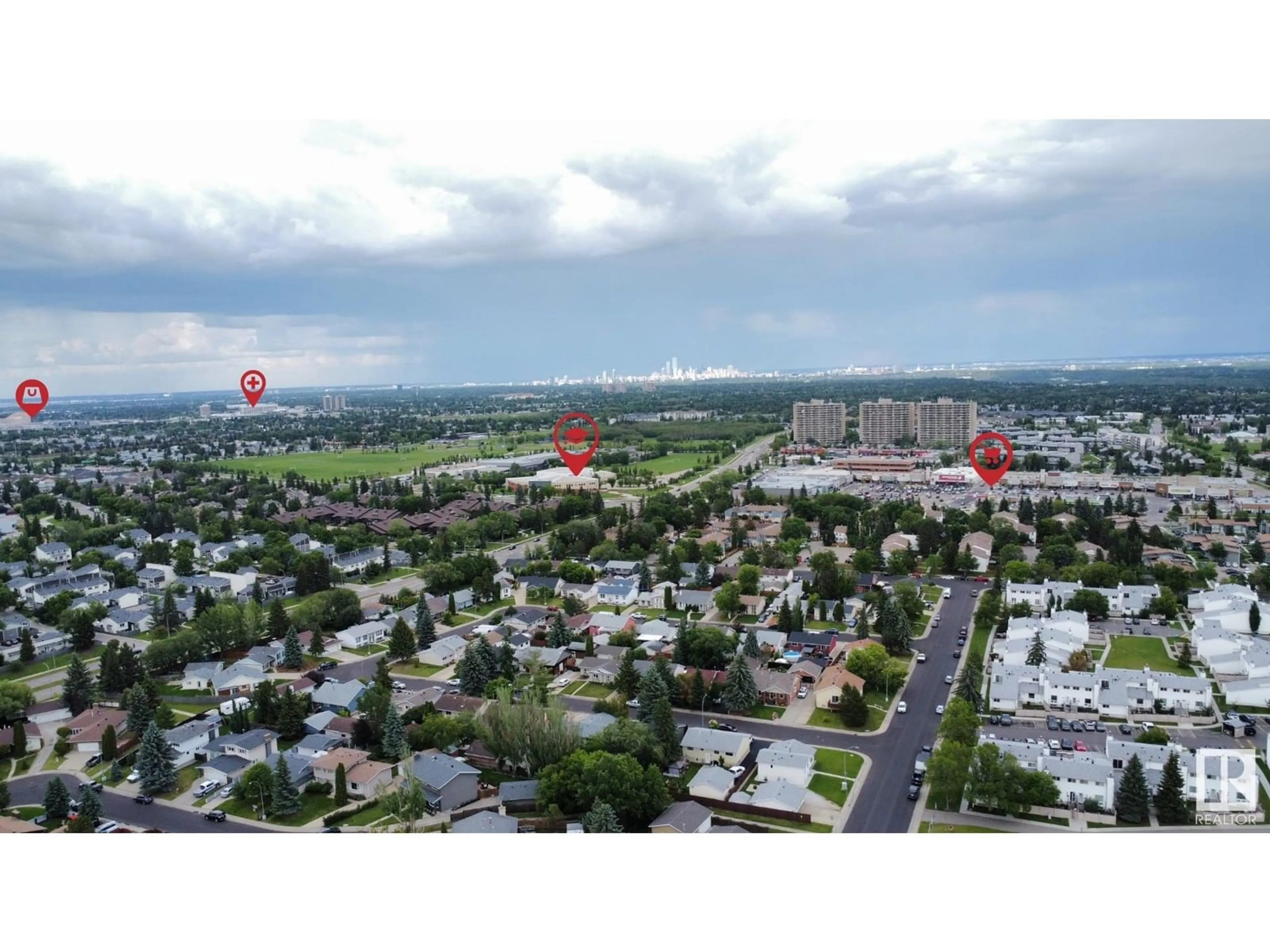 A pic from outside/outdoor area/front of a property/back of a property/a pic from drone, street for 18404 66 AV, Edmonton Alberta T5T2M2